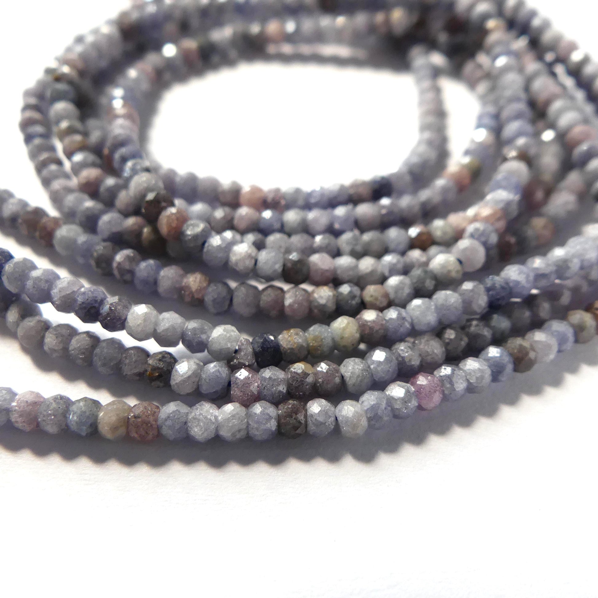 2mm 3mm Lavender Blue Sapphire Beads Rondelle Faceted 15" Genuine Gemstone Beads Jewelry Making Beading Craft Gift September Birthstone