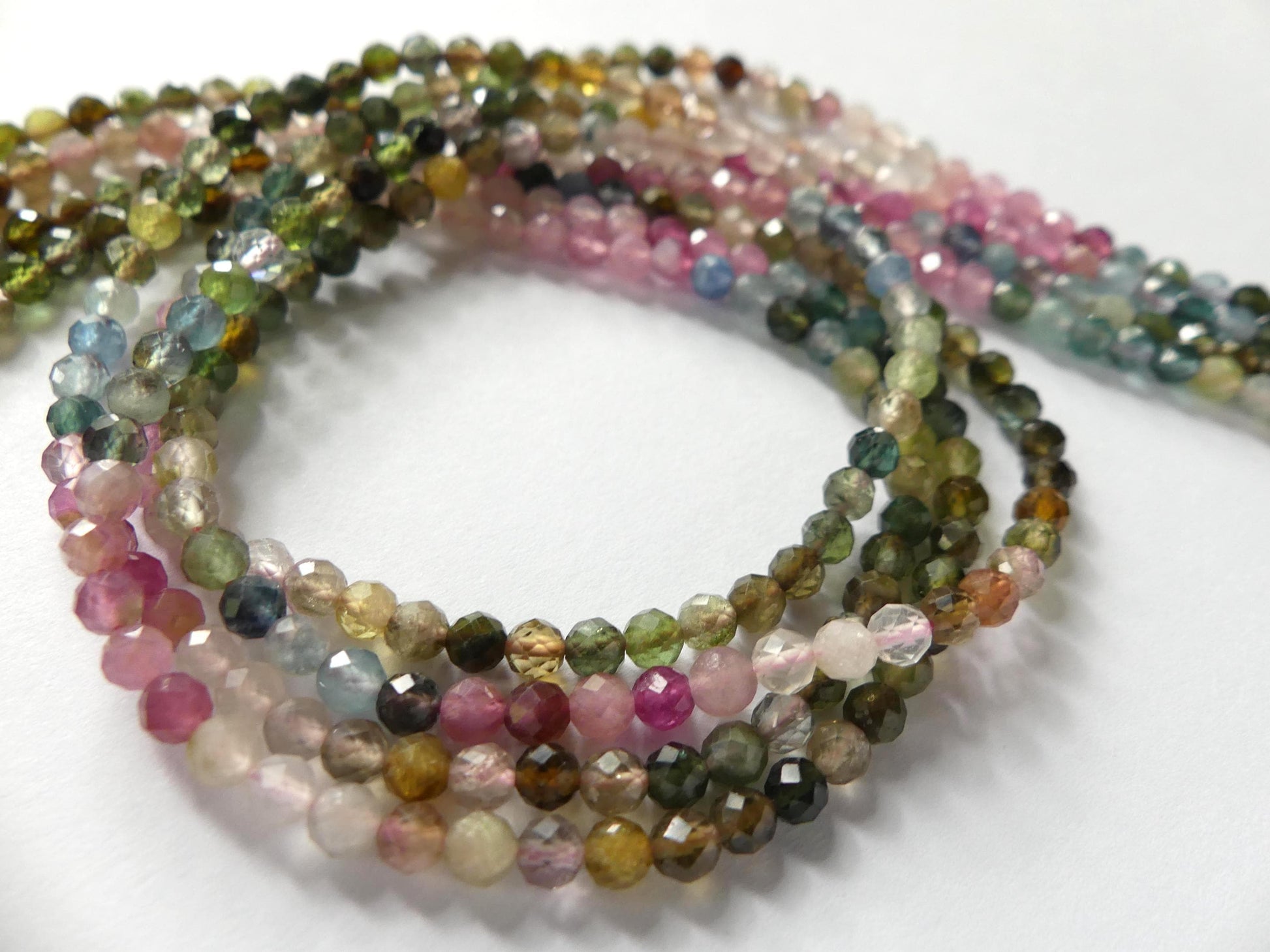 3.5mm AAA Watermelon Tourmaline Faceted Beads 15" Transparent Rainbow Gemstone Beads Jewelry Making Beading Gift Crafter October Birthstone