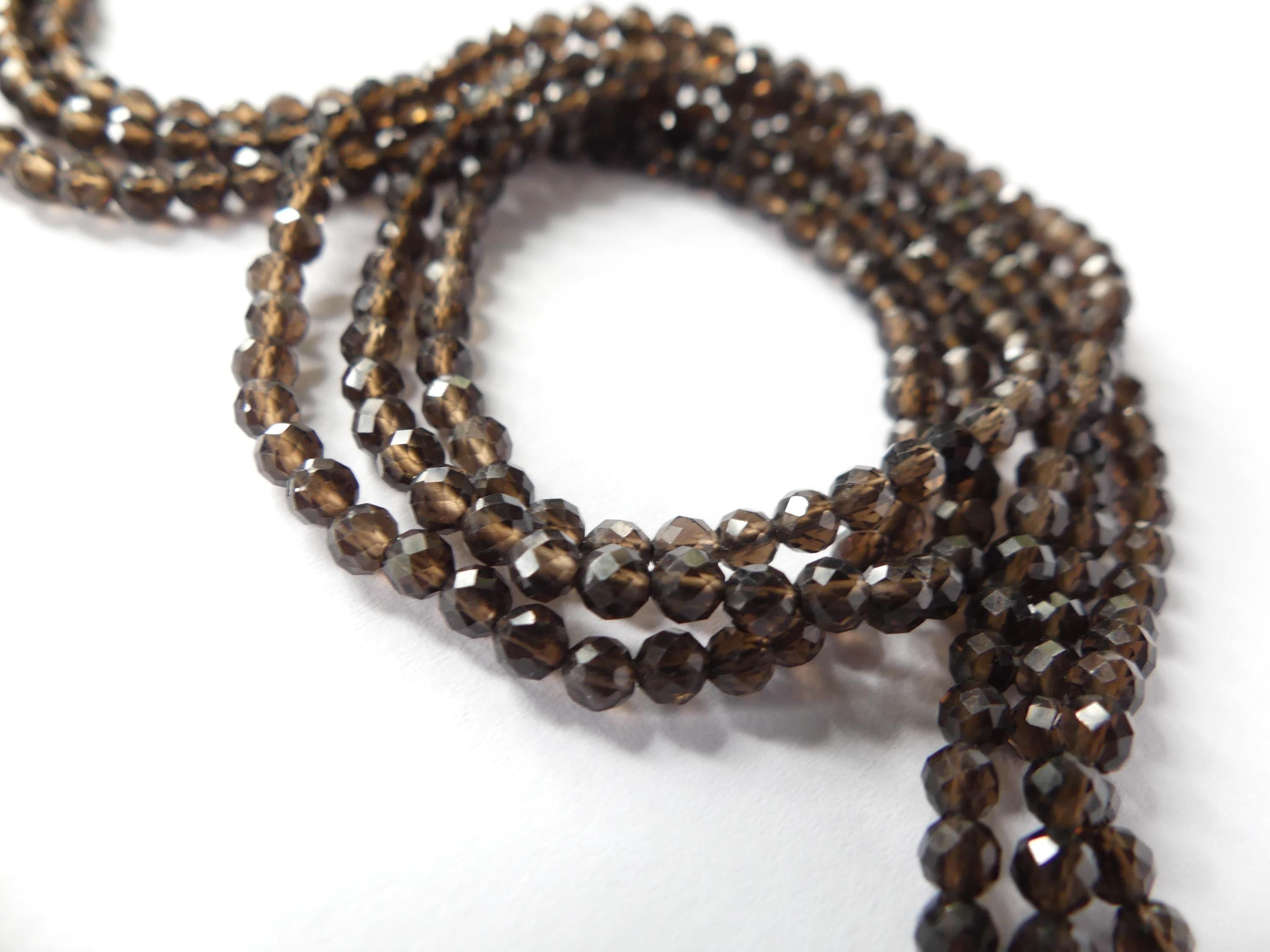 3mm AAA Smoky Quartz Micro Faceted Beads Genuine Beads 15" Sparkly Smoky Quartz Gemstone Beads Beading Crafter Gift