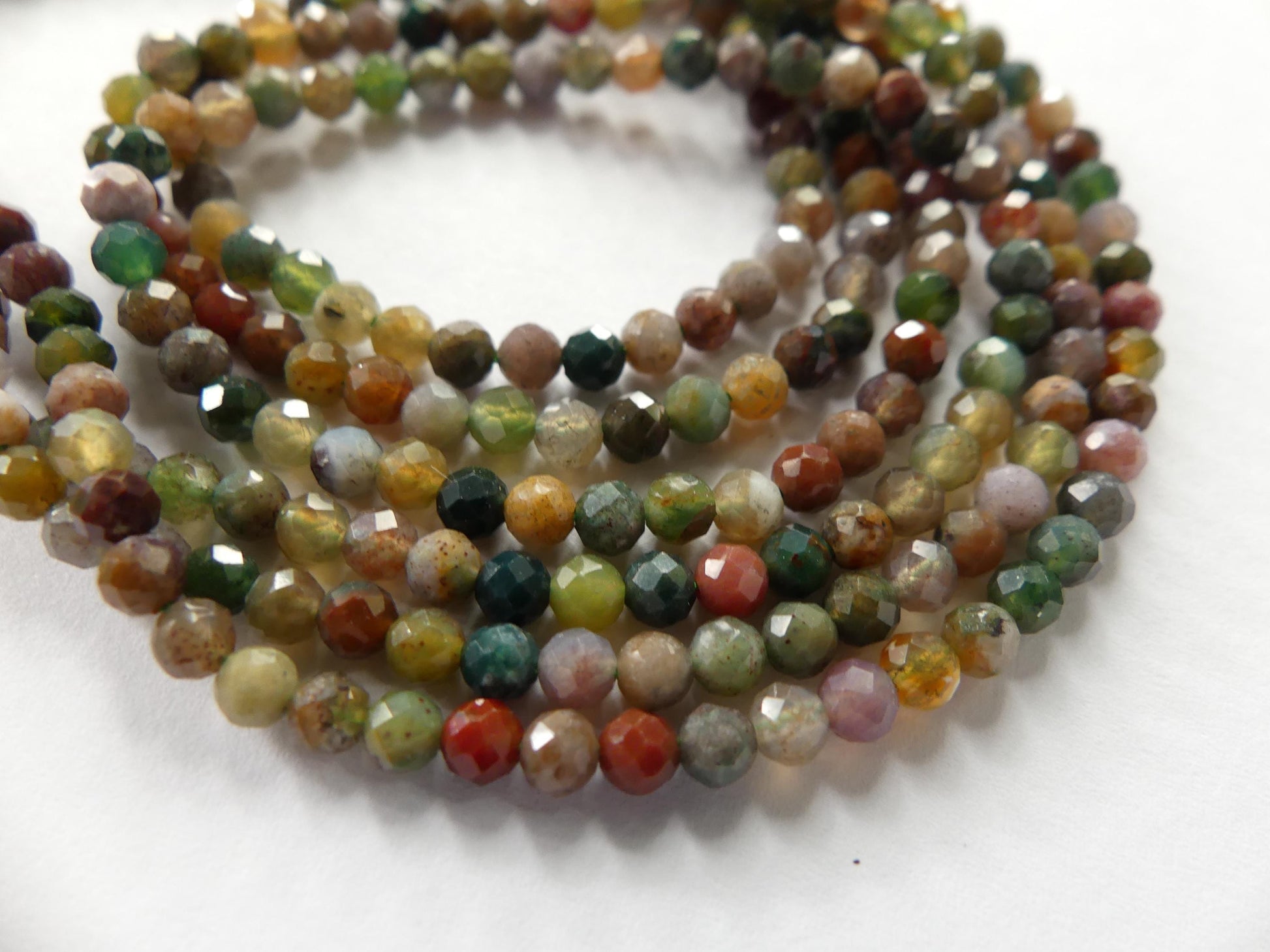 3mm 3.5mm Indian Agate Faceted Beads Genuine Agate Colorful Beads 15" Sparkly Gemstone Beads for DIY Jewelry Making Gift for Crafter
