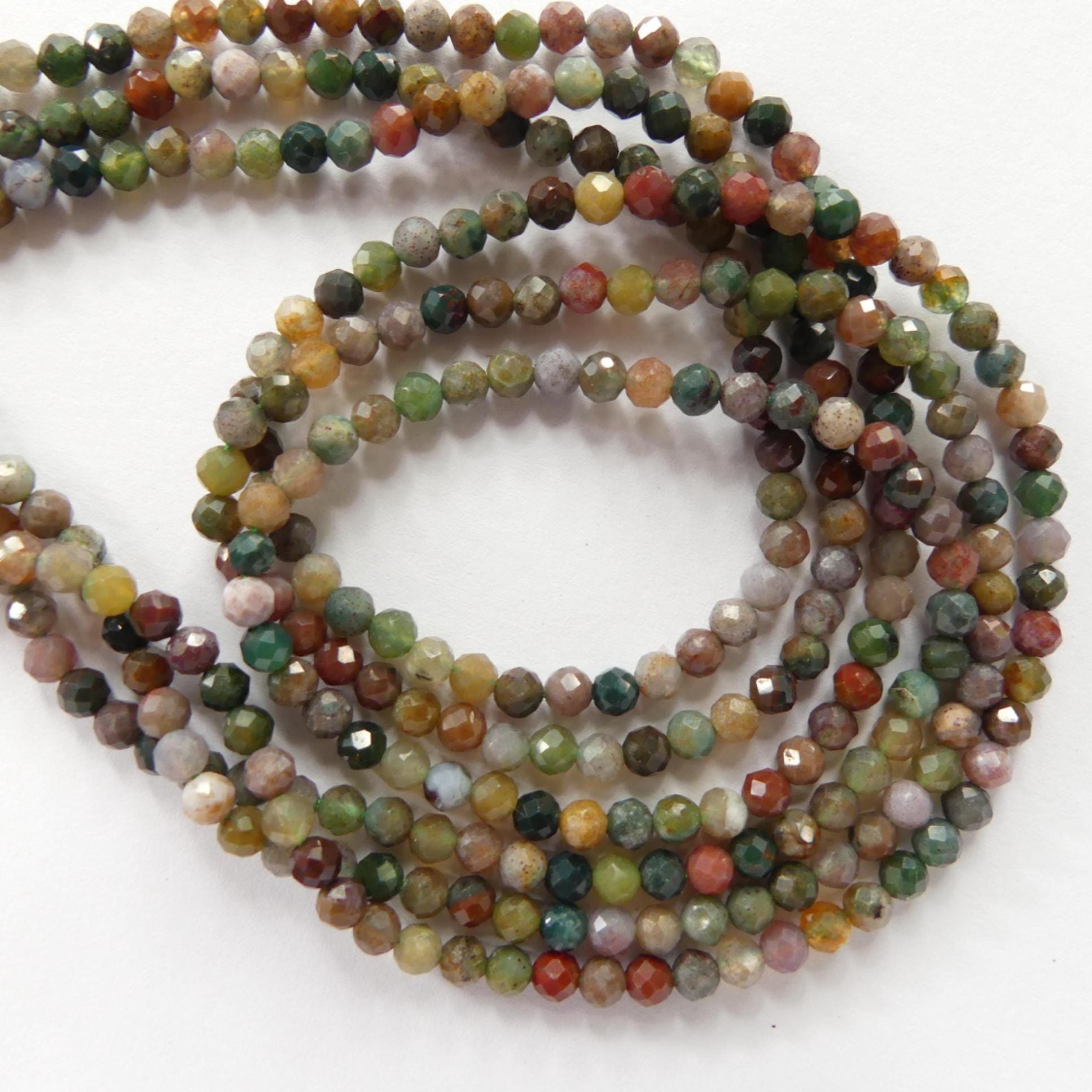 3mm 3.5mm Indian Agate Faceted Beads Genuine Agate Colorful Beads 15" Sparkly Gemstone Beads for DIY Jewelry Making Gift for Crafter