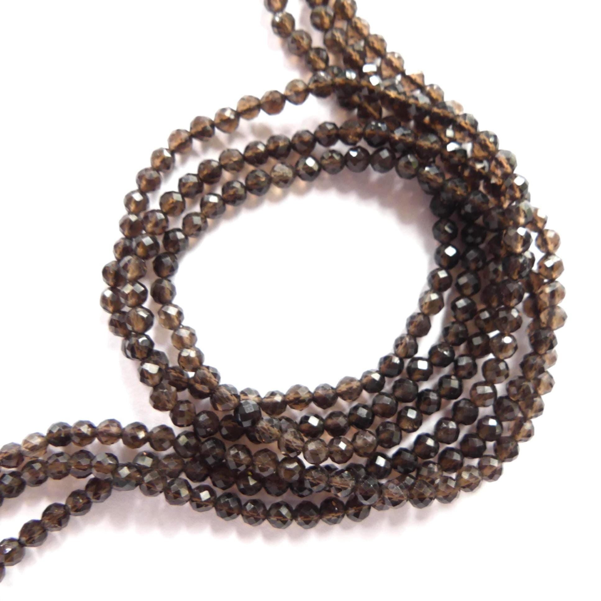 3mm AAA Smoky Quartz Micro Faceted Beads Genuine Beads 15" Sparkly Smoky Quartz Gemstone Beads Beading Crafter Gift