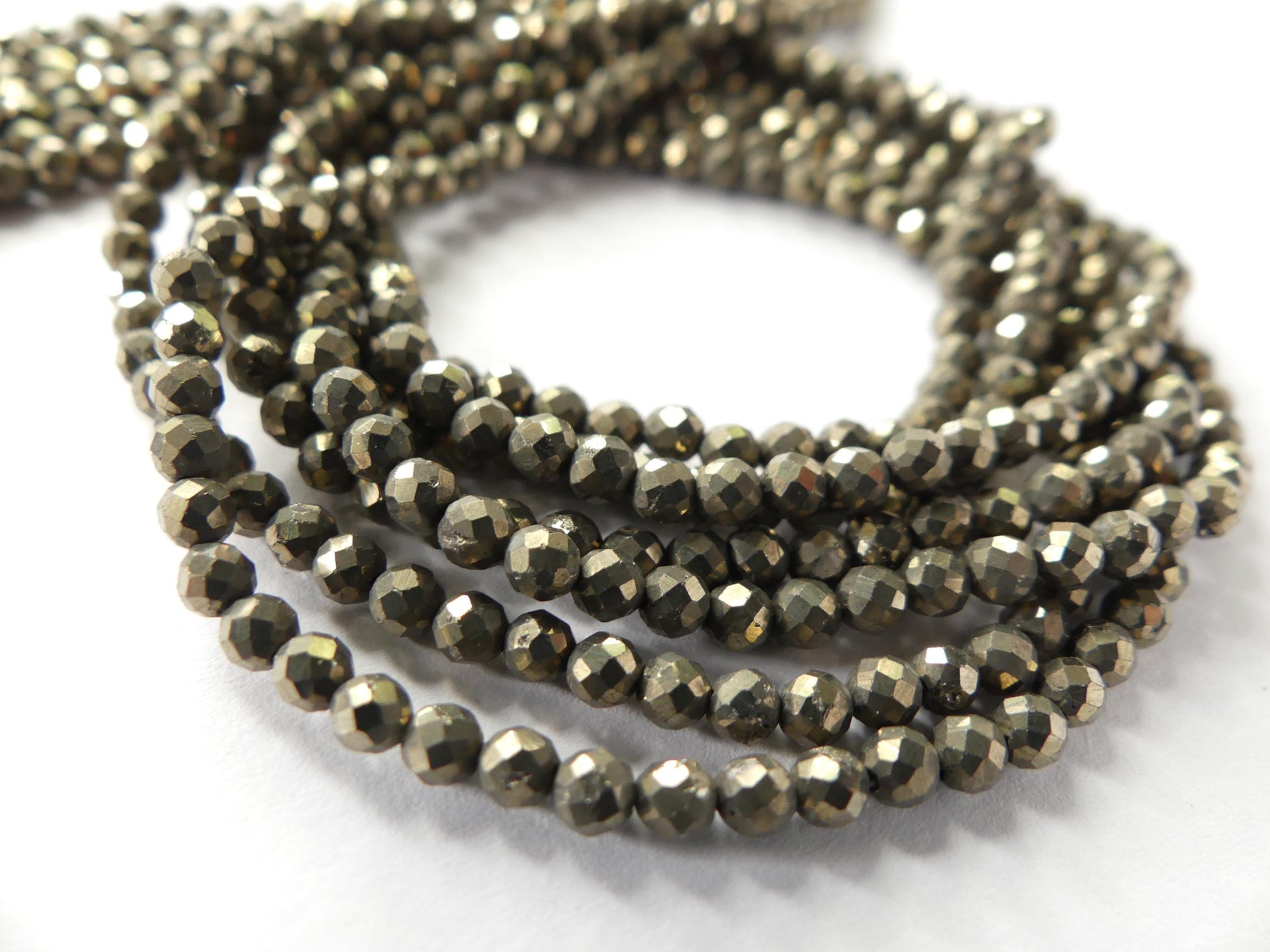 3mm Natural Pyrite Beads Genuine Pyrite Beads 15" Gemstone Sparkly Beads for Jewelry Making Beading Crafter Gift