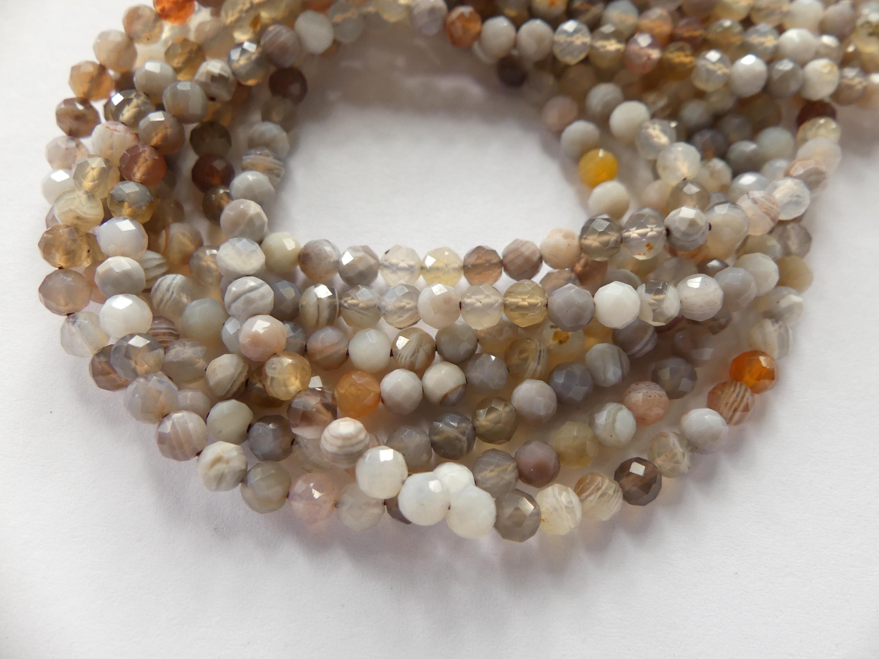 3mm Botswana Agate Beads Faceted Genuine Tiny Agate Beads 15" Gemstone Beads for Jewelry Making Beading Gift for crafter