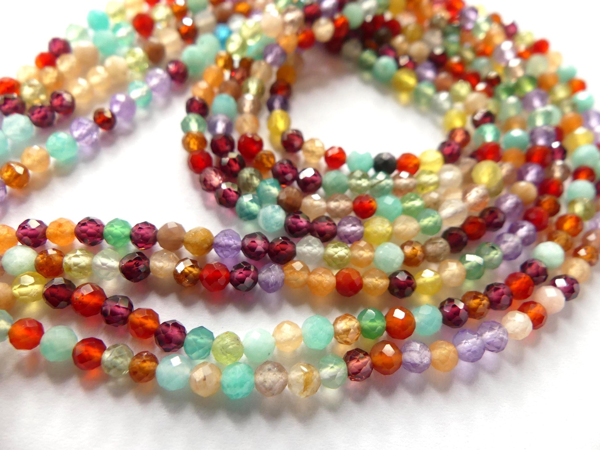 3mm AAA Multi Gemstone Micro Faceted Beads 12.5" Colorful Rainbow Tiny Gemstone Beads for Jewelry Making Beading Gift for Crafter