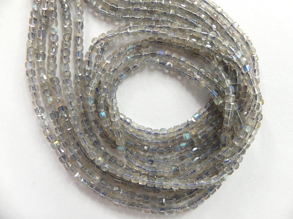 2.5mm AAA Labradorite Cube Beads Faceted Genuine Blue Flash Beads 15" Sparkly Gemstone Beads for DIY Jewelry Making Crafter Gift
