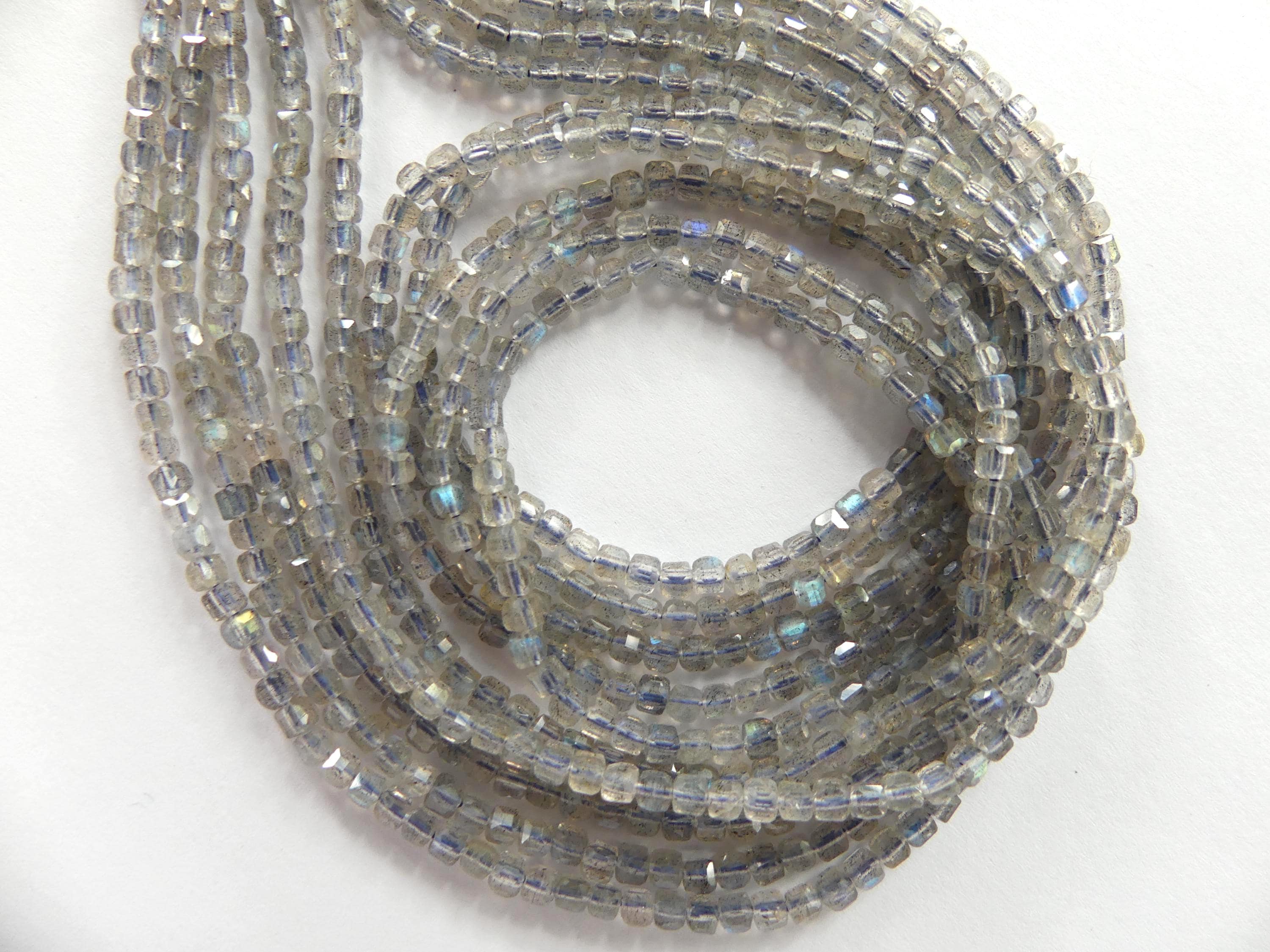 2.5mm AAA Labradorite Cube Beads Faceted Genuine Blue Flash Beads 15" Sparkly Gemstone Beads for DIY Jewelry Making Crafter Gift