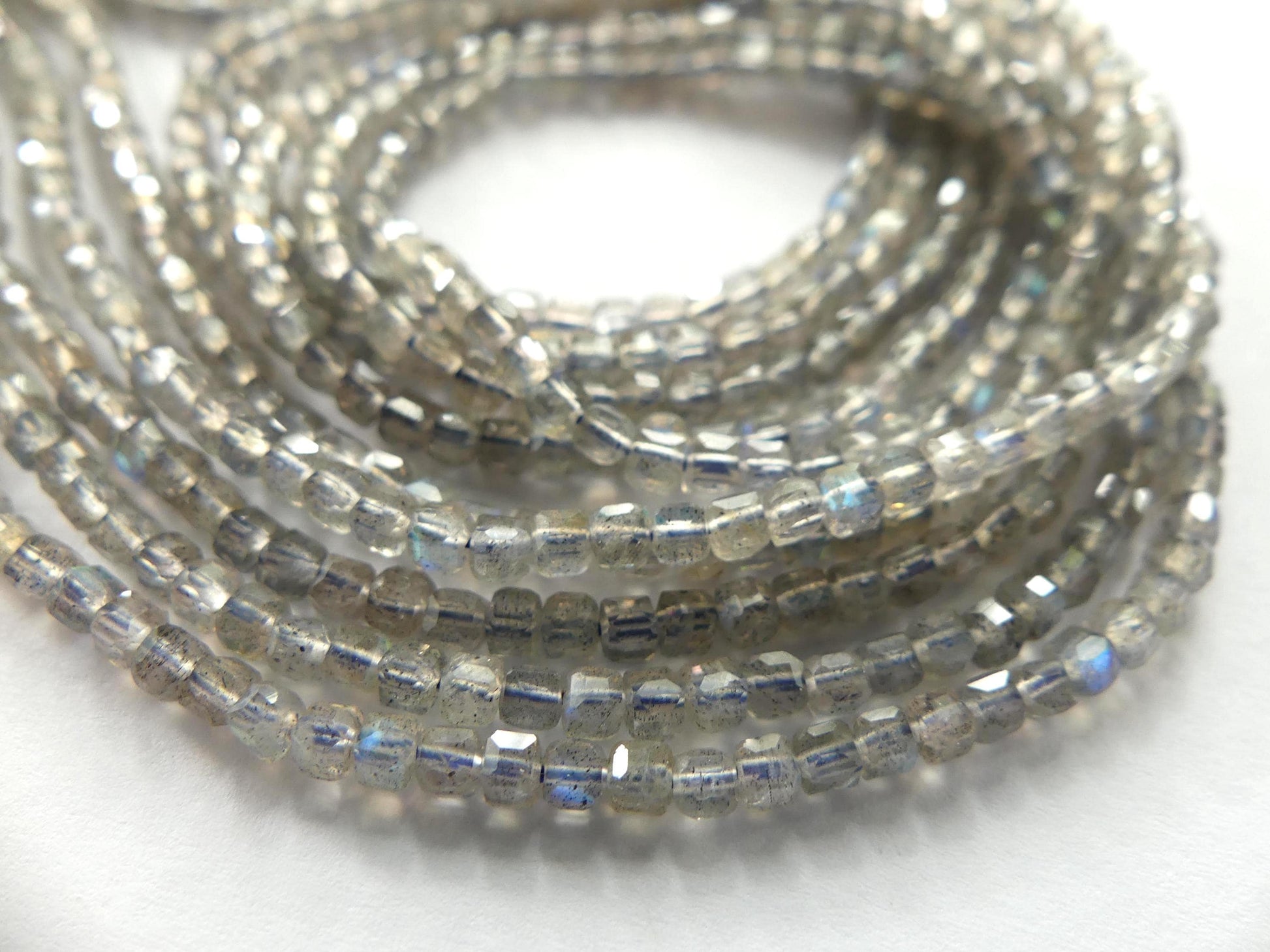 2.5mm AAA Labradorite Cube Beads Faceted Genuine Blue Flash Beads 15" Sparkly Gemstone Beads for DIY Jewelry Making Crafter Gift