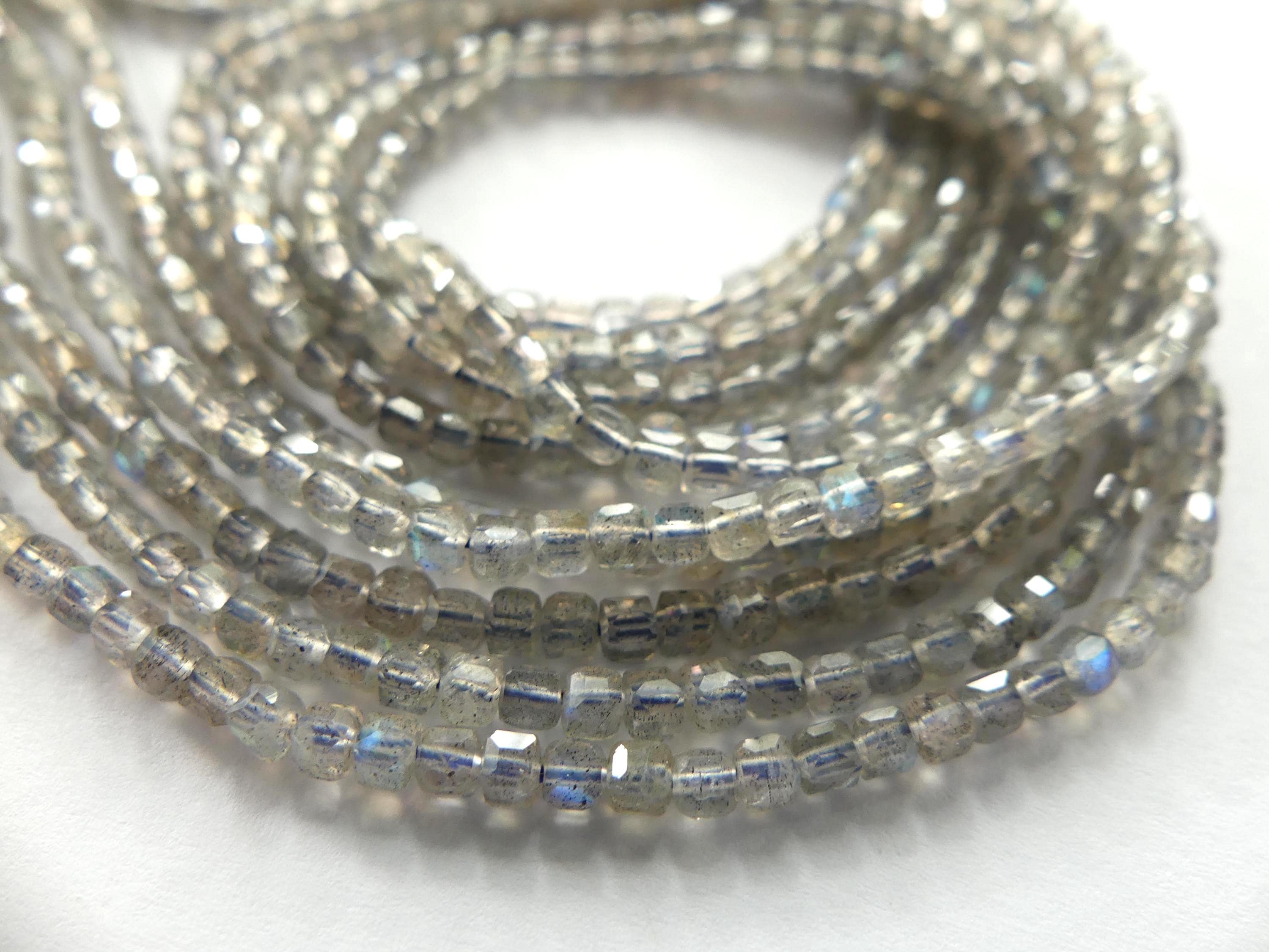 2.5mm AAA Labradorite Cube Beads Faceted Genuine Blue Flash Beads 15" Sparkly Gemstone Beads for DIY Jewelry Making Crafter Gift