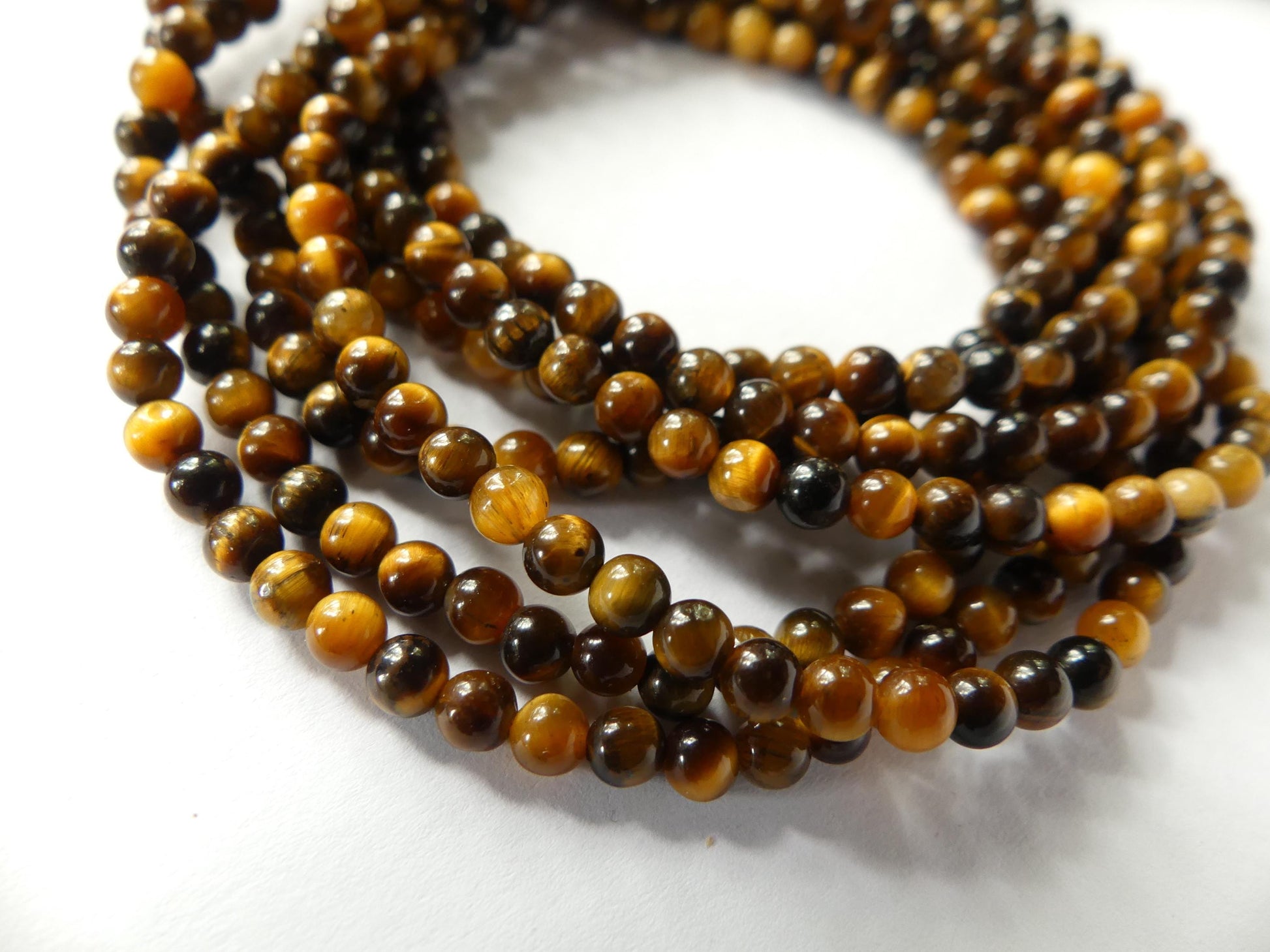 3mm 4mm Tigers Eye Beads Smooth Tiger Eye Genuine Tiny Beads 15" Gemstone Beads for Jewelry Making Beading Craft Gift Seed Beads Brown