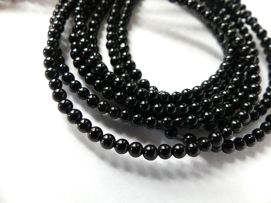 3mm Natural Black Onyx Beads Smooth Onyx 15" Natural Onyx Gemstone Beads Beading Crafter Gift DIY jewelry