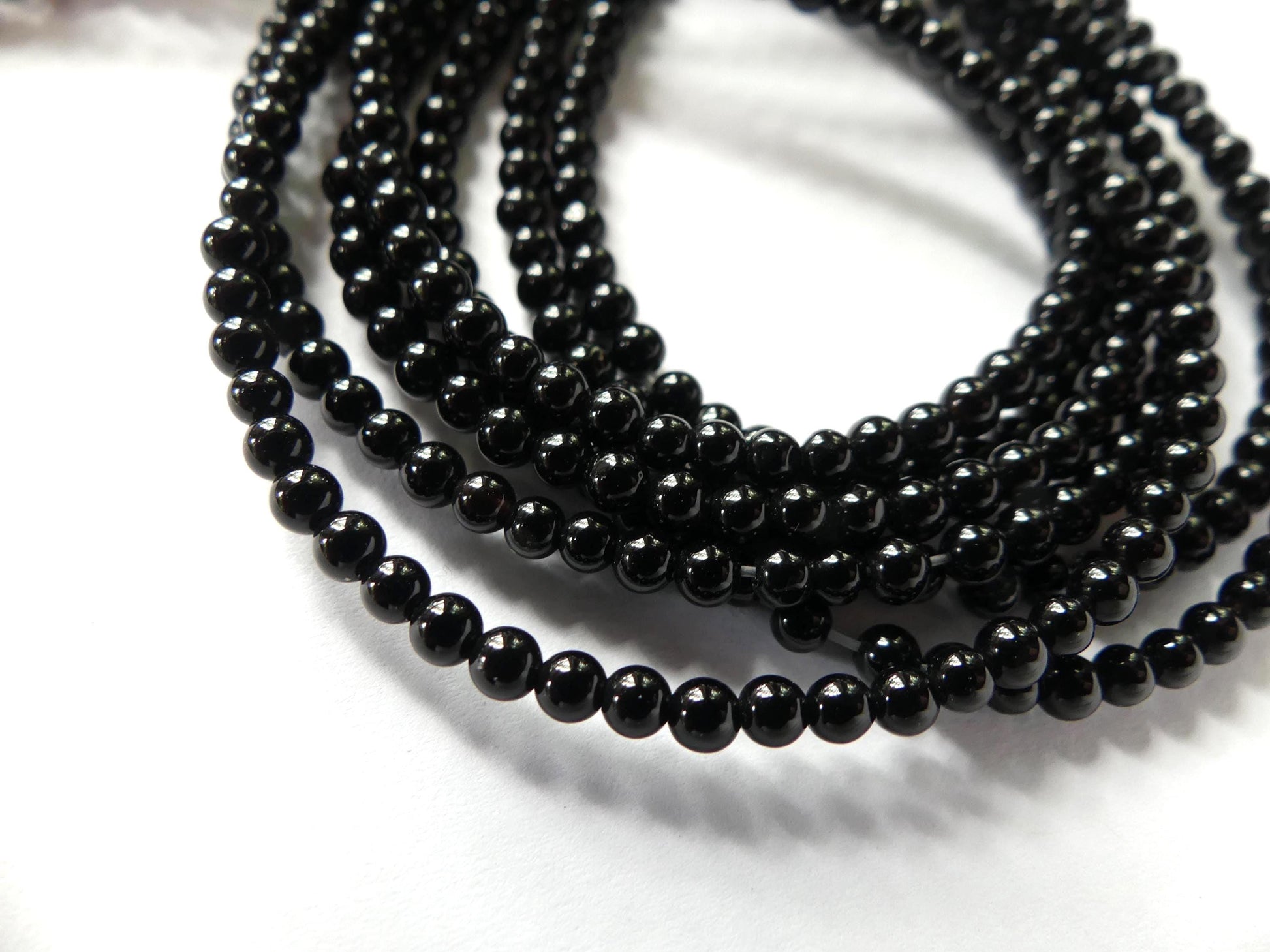 3mm Natural Black Onyx Beads Smooth Onyx 15" Natural Onyx Gemstone Beads Beading Crafter Gift DIY jewelry