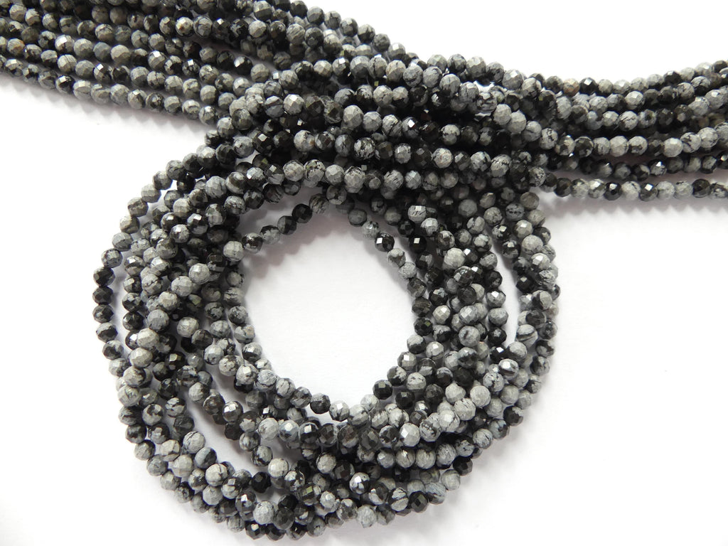3mm Snowflake Obsidian Beads Faceted Black White Obsidian Genuine Beads 15" Gemstone Beads Beading Crafter Gift DIY Jewelry Making
