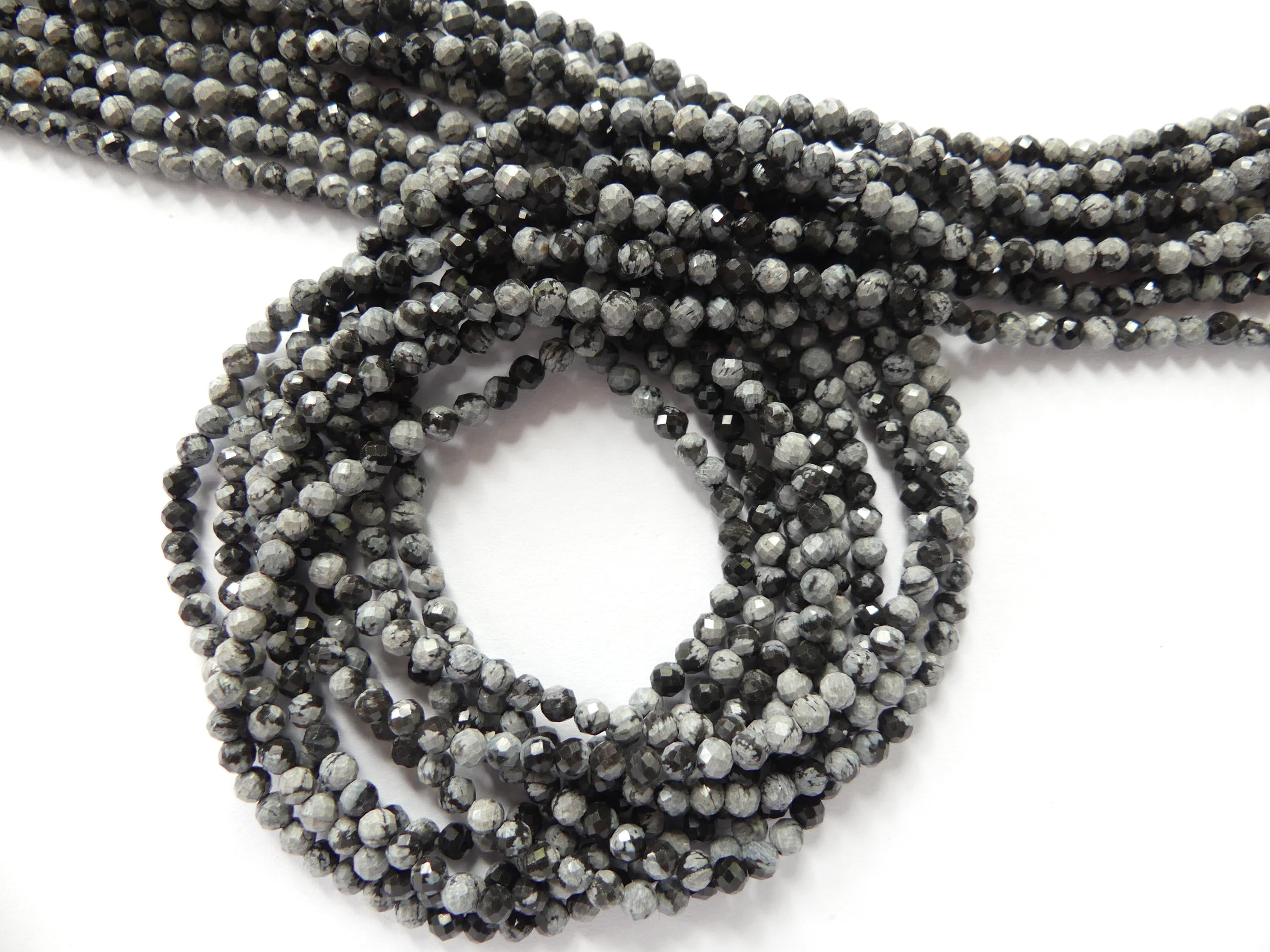 3mm Snowflake Obsidian Beads Faceted Black White Obsidian Genuine Beads 15" Gemstone Beads Beading Crafter Gift DIY Jewelry Making