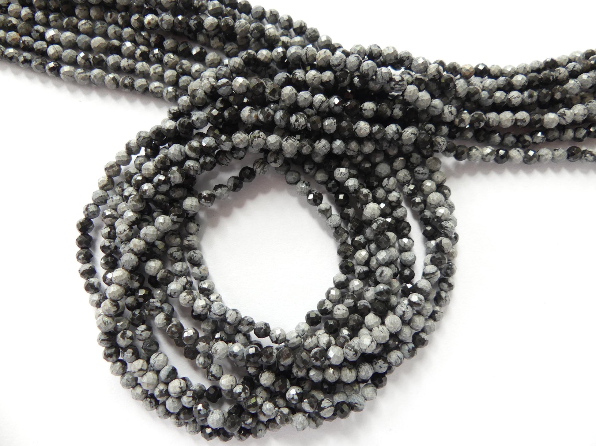 3mm Snowflake Obsidian Beads Faceted Black White Obsidian Genuine Beads 15" Gemstone Beads Beading Crafter Gift DIY Jewelry Making