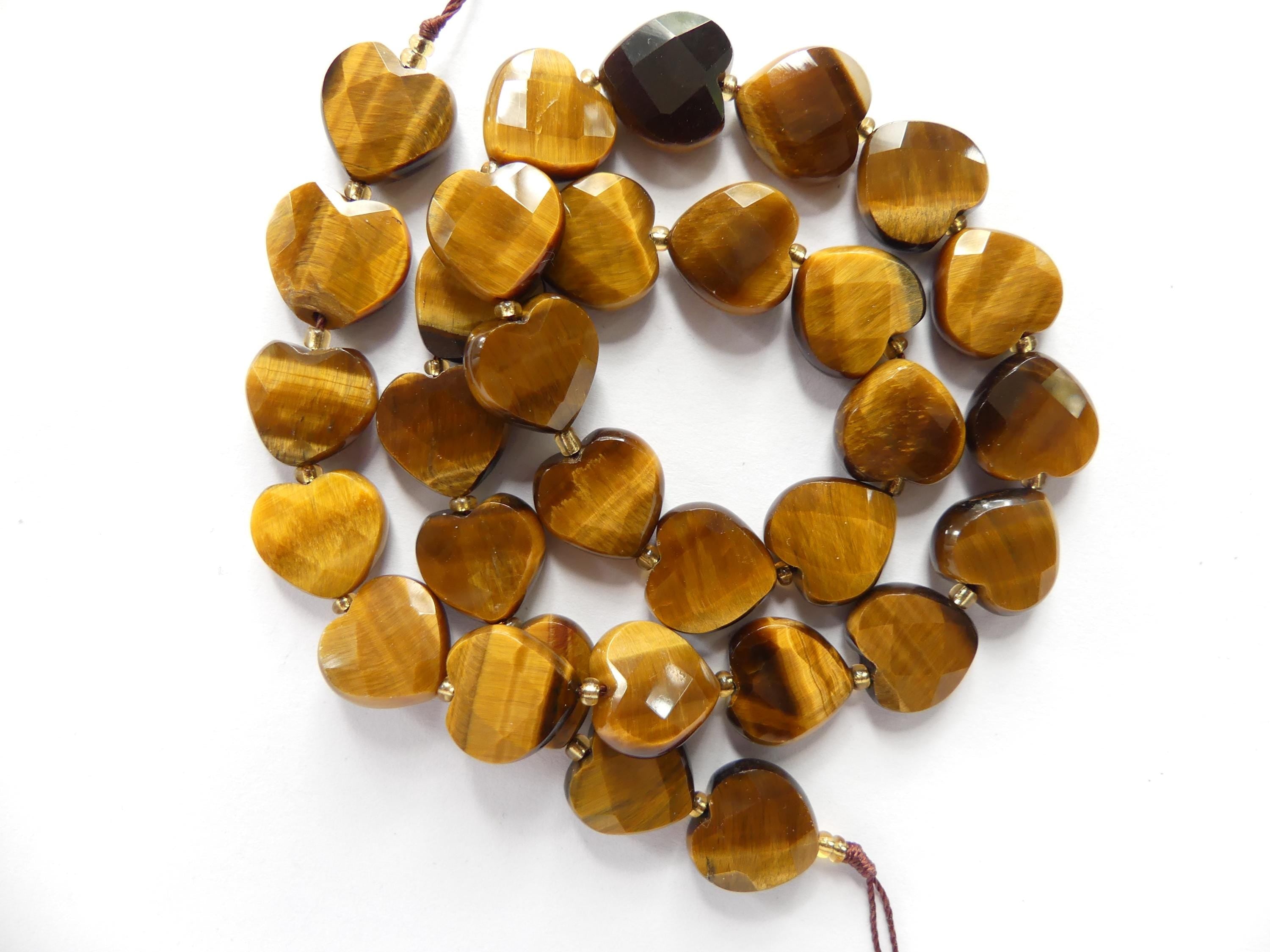 12mm AAA Tiger's Eye Heart Beads Faceted Tigers Eye Hearts Genuine Beads 15" Gemstone Beads Jewelry Making Earrings Craft Gift Beads Brown