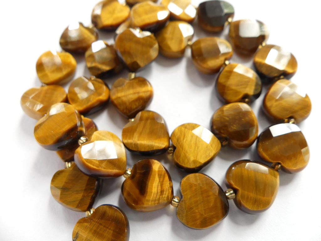 12mm AAA Tiger's Eye Heart Beads Faceted Tigers Eye Hearts Genuine Beads 15" Gemstone Beads Jewelry Making Earrings Craft Gift Beads Brown