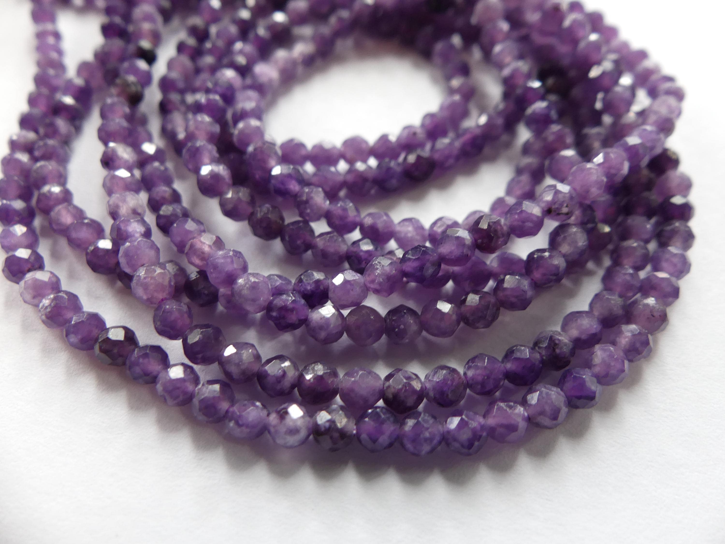 3mm Purple Angelite Faceted Beads Genuine Beads 15" Anhydrite Gemstone Beads Beading Crafter Gift for Crafter