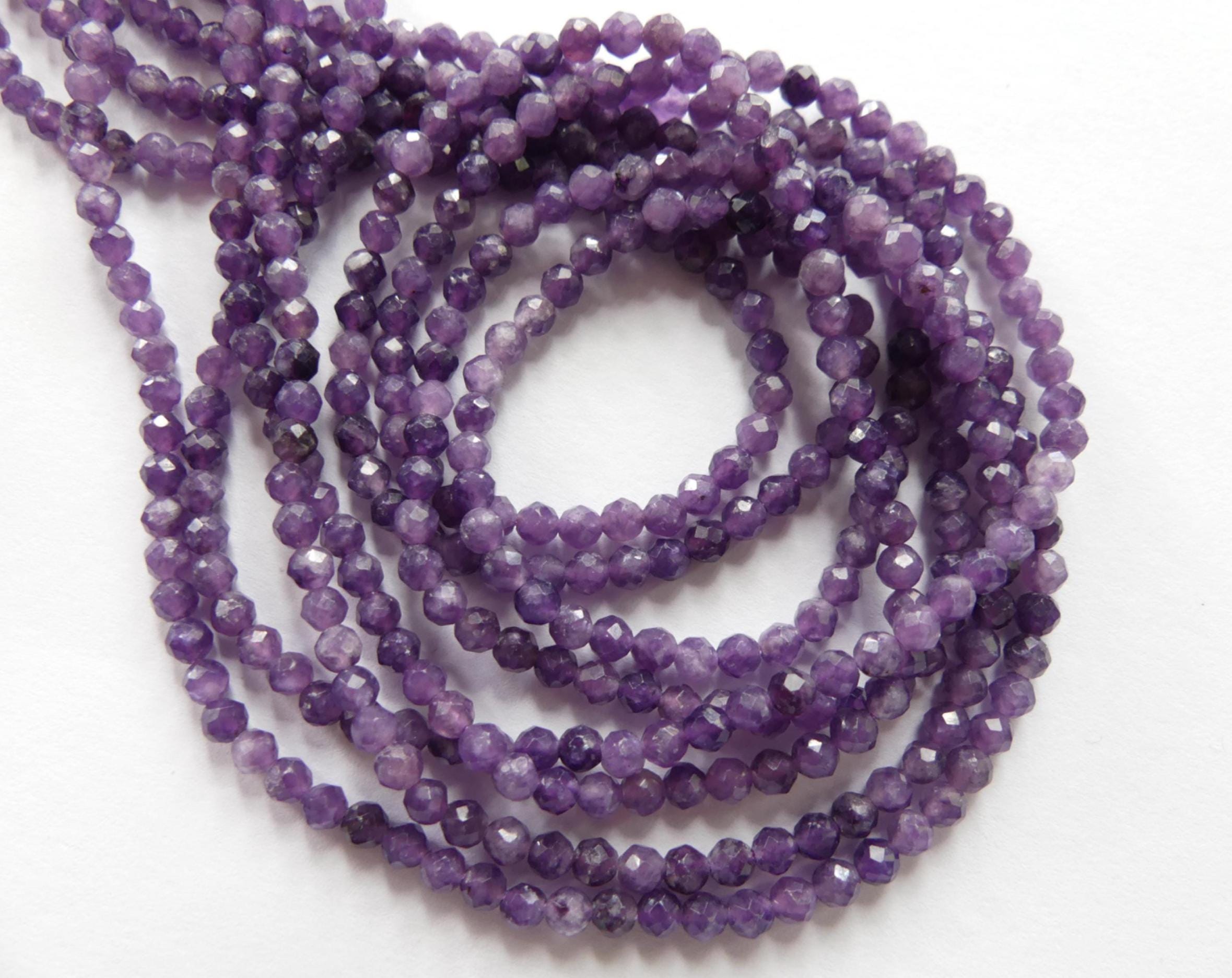 3mm Purple Angelite Faceted Beads Genuine Beads 15" Anhydrite Gemstone Beads Beading Crafter Gift for Crafter