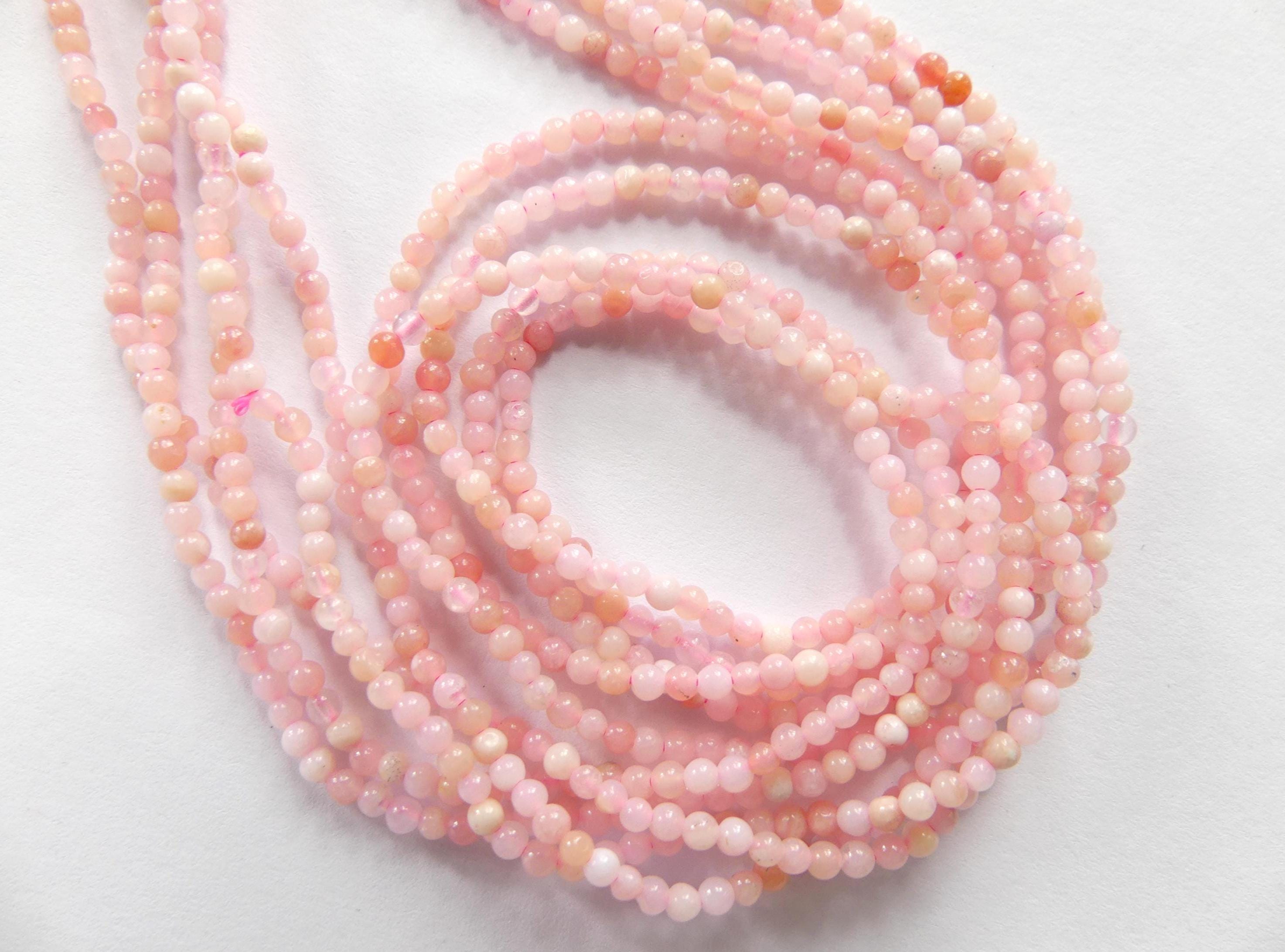 2mm Peruvian Pink Opal Beads Smooth 15.5" Pink Opal Genuine Gemstone Beads Natural Opal for Jewelry Making Beading Craft Gift Beads