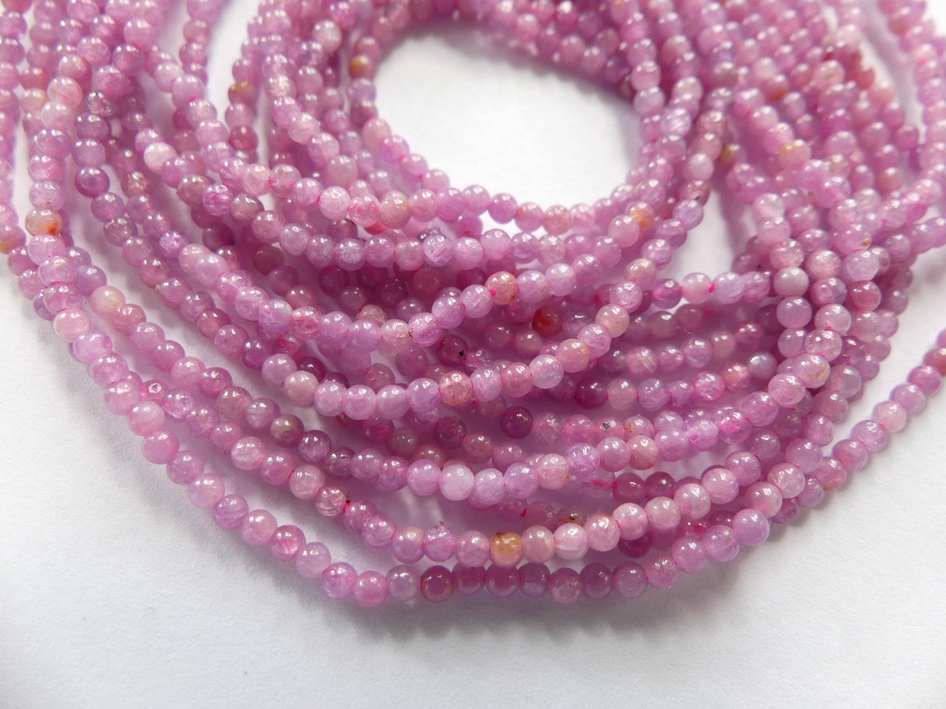 2mm Pink Ruby Beads Smooth 15" Natural Pink Ruby Smooth Beads Gemstone Beads Beading Crafter Gift July Birthstone DIY Jewelry Seed Beads
