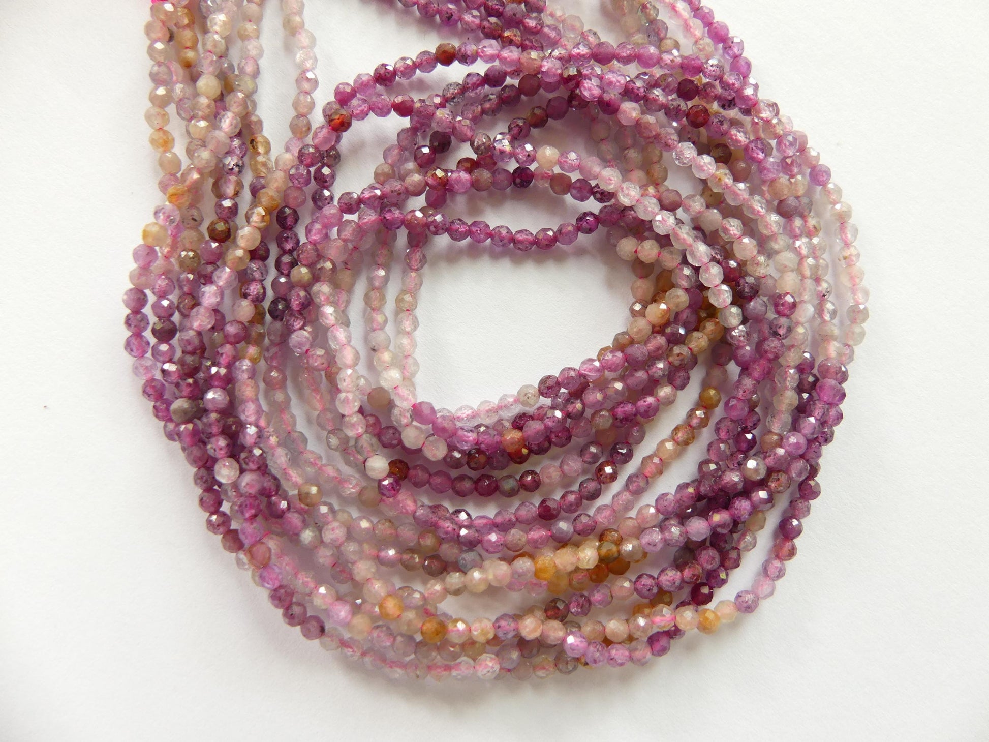 2.5mm Ruby Yellow Sapphire Micro Faceted Beads Genuine Small Beads 15" Gemstone Beads for Jewelry Making July Birthstone September Seed Bead