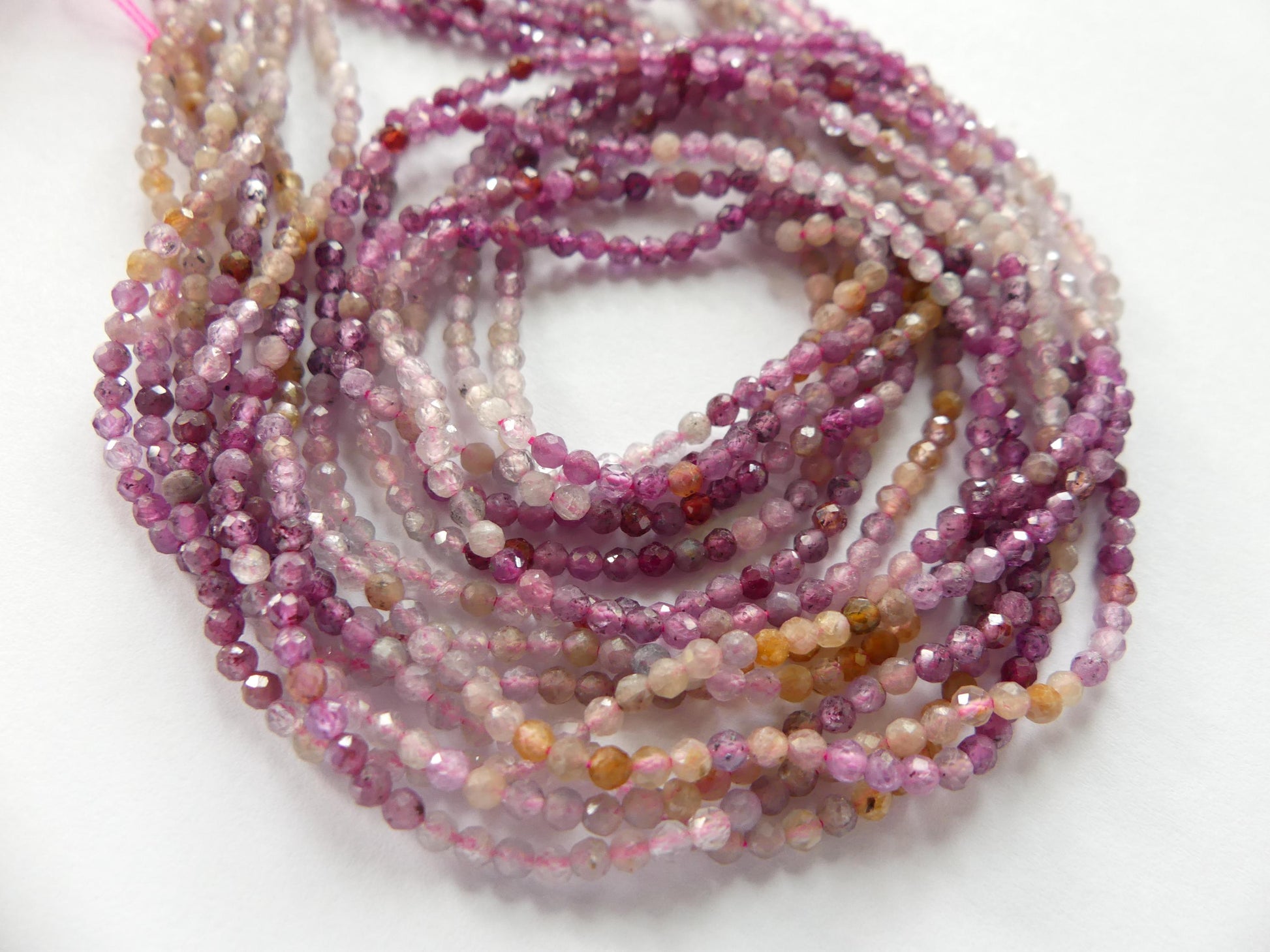 2.5mm Ruby Yellow Sapphire Micro Faceted Beads Genuine Small Beads 15" Gemstone Beads for Jewelry Making July Birthstone September Seed Bead