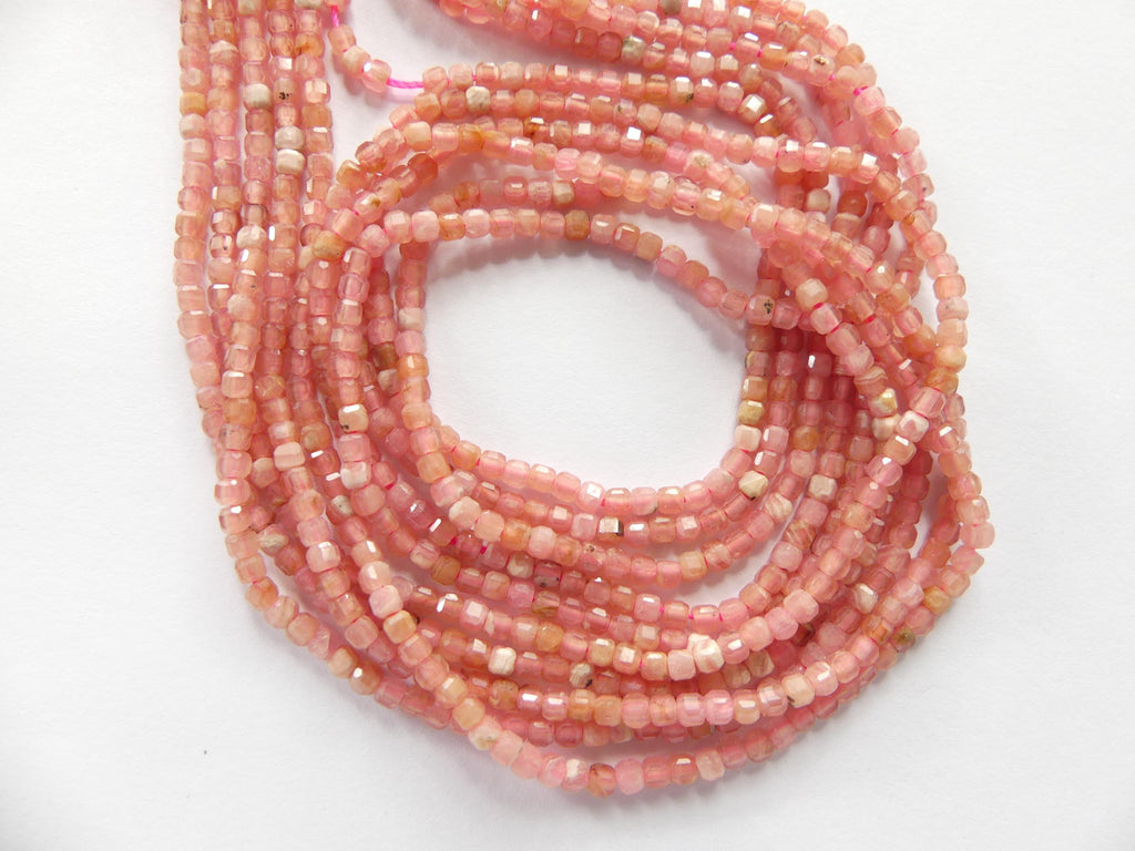 2mm Natural Rhodochrosite Cube Beads 15" Nude Pink Genuine Gemstone Beads Jewelry Making Beading Craft Gift Beads Self-Love Abundance