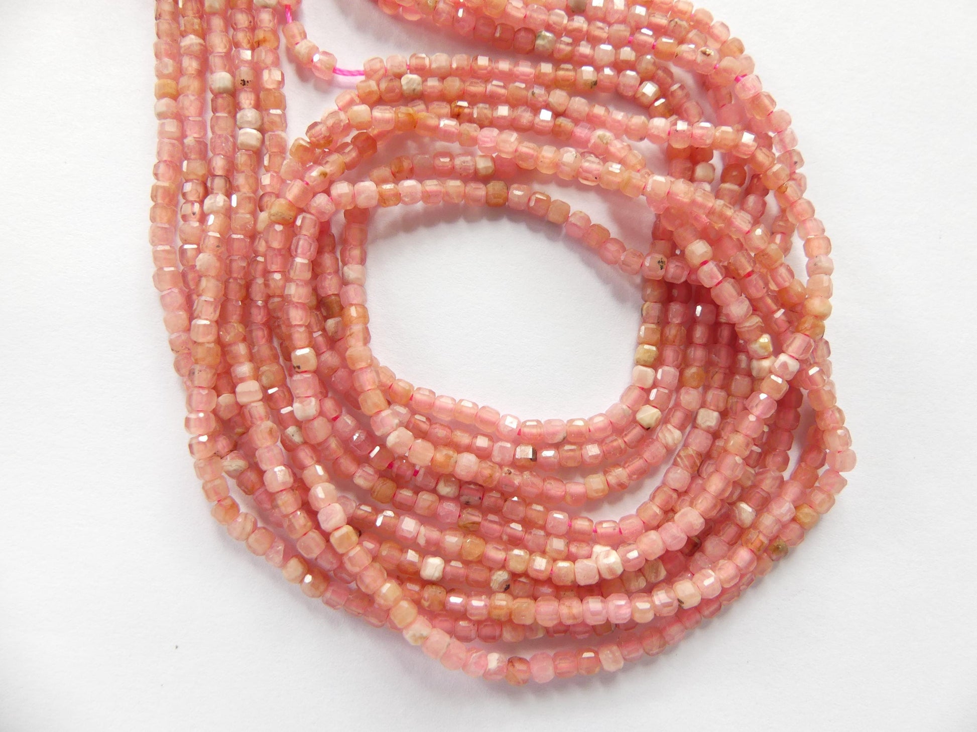 2mm Natural Rhodochrosite Cube Beads 15" Nude Pink Genuine Gemstone Beads Jewelry Making Beading Craft Gift Beads Self-Love Abundance