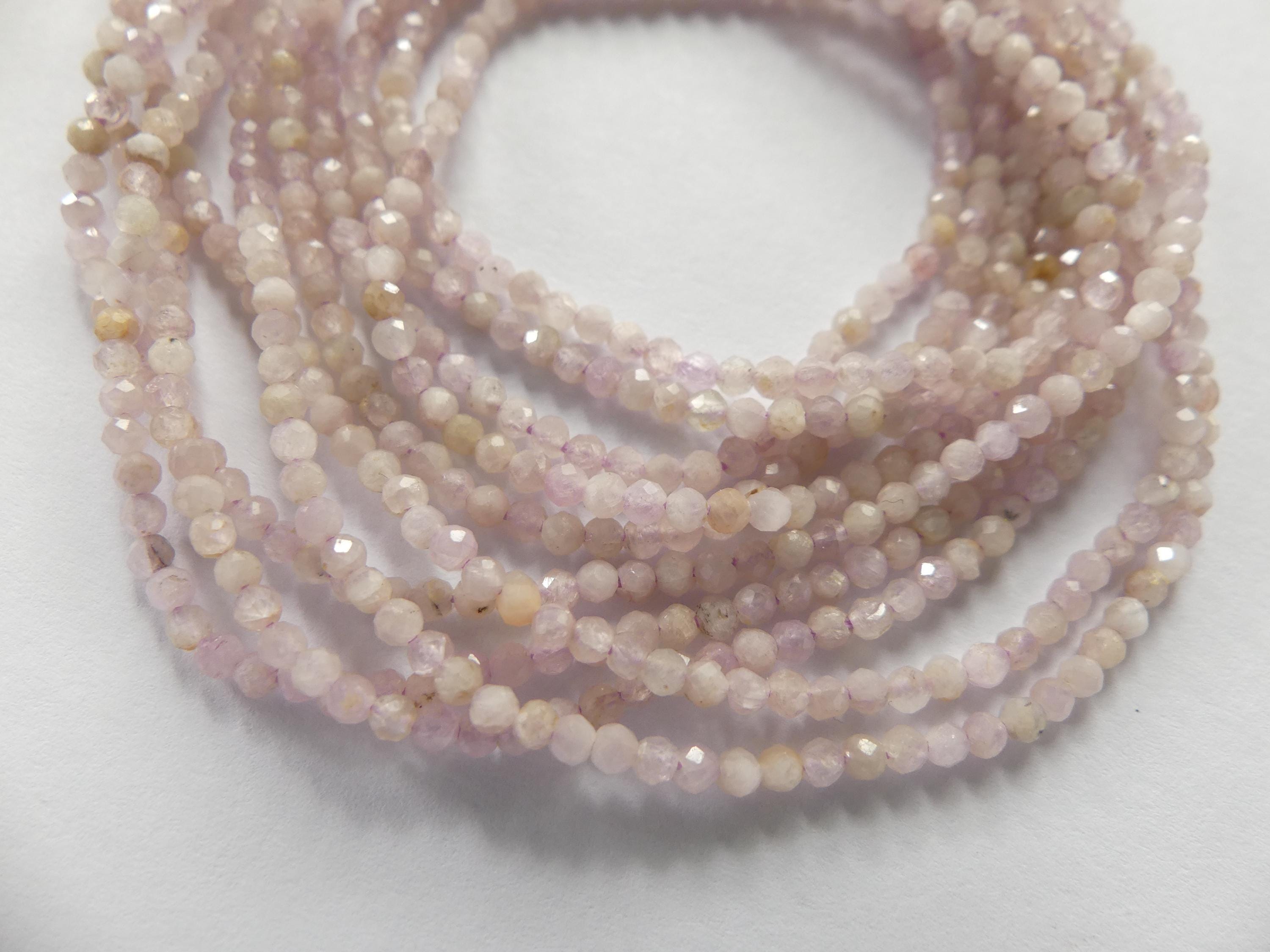 2mm Kunzite Micro Faceted Beads Genuine Lilac Kunzite Beads 15" Gemstone Beads for Jewelry Making Crafter Gift Seed Beads