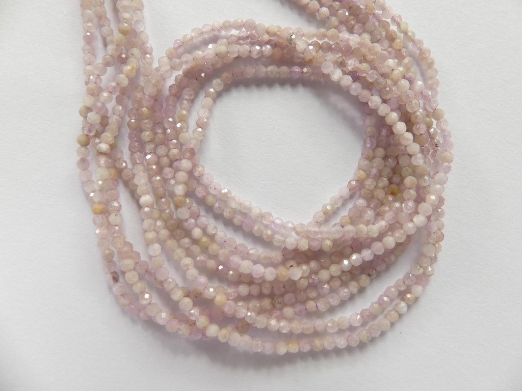2mm Kunzite Micro Faceted Beads Genuine Lilac Kunzite Beads 15" Gemstone Beads for Jewelry Making Crafter Gift Seed Beads