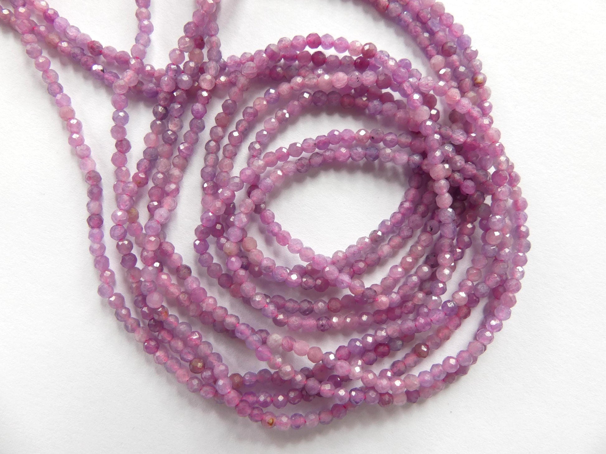 2mm Myanmar Ruby Beads Micro Faceted Beads 15" Natural Pink Purple Ruby Gemstone Beads Beading Crafter Gift July Birthstone DIY Jewelry