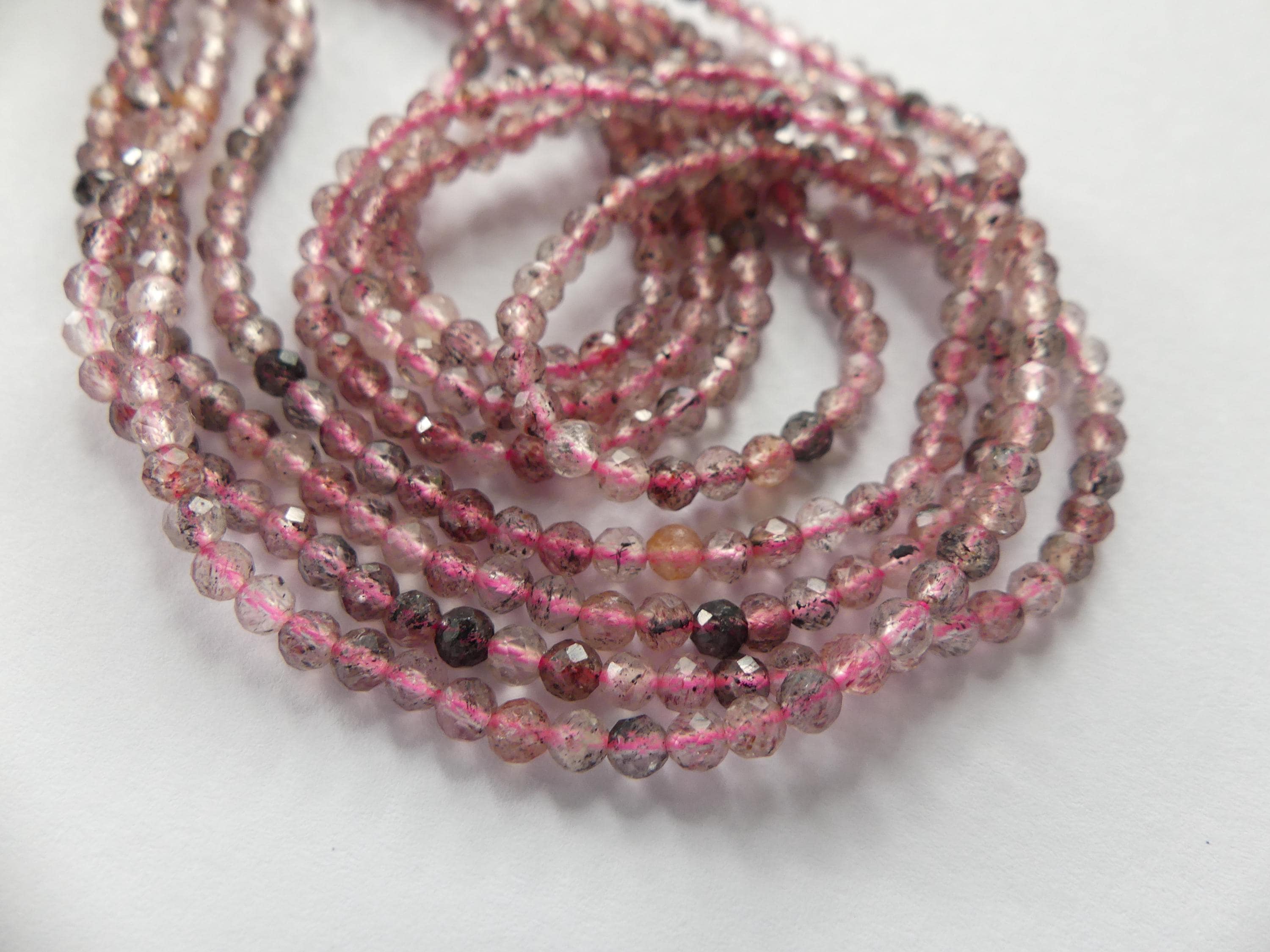 3mm Strawberry Quartz Micro Faceted Cube Beads Genuine Quartz Beads 15" Sparkly Gemstone Beads for Jewelry Making Seed Beads