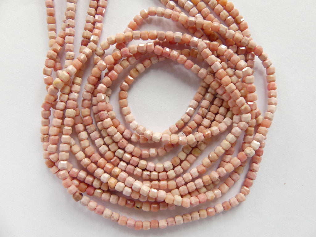 2mm Pink Jasper Cube Beads Genuine Small Pink Jasper Beads 15" Gemstone Beads for Jewelry Making Beading Gift for Crafter Seed Beads