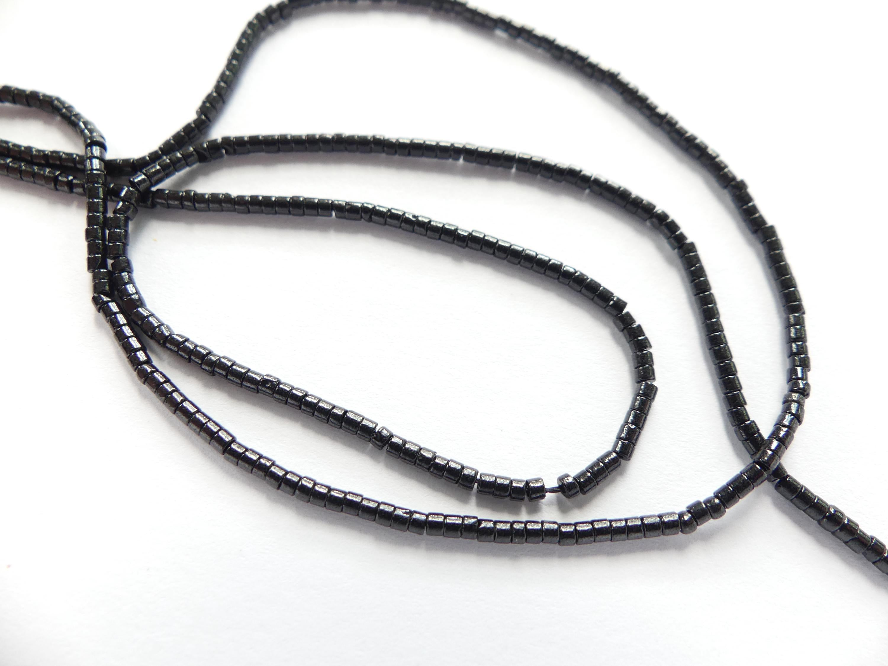1.5mm Black Spinel Tube Beads Mini Tubes 15" Black Stone Crystal Genuine Gemstone Beads Jewelry Making Beading Craft Gift Beads Seed Beads