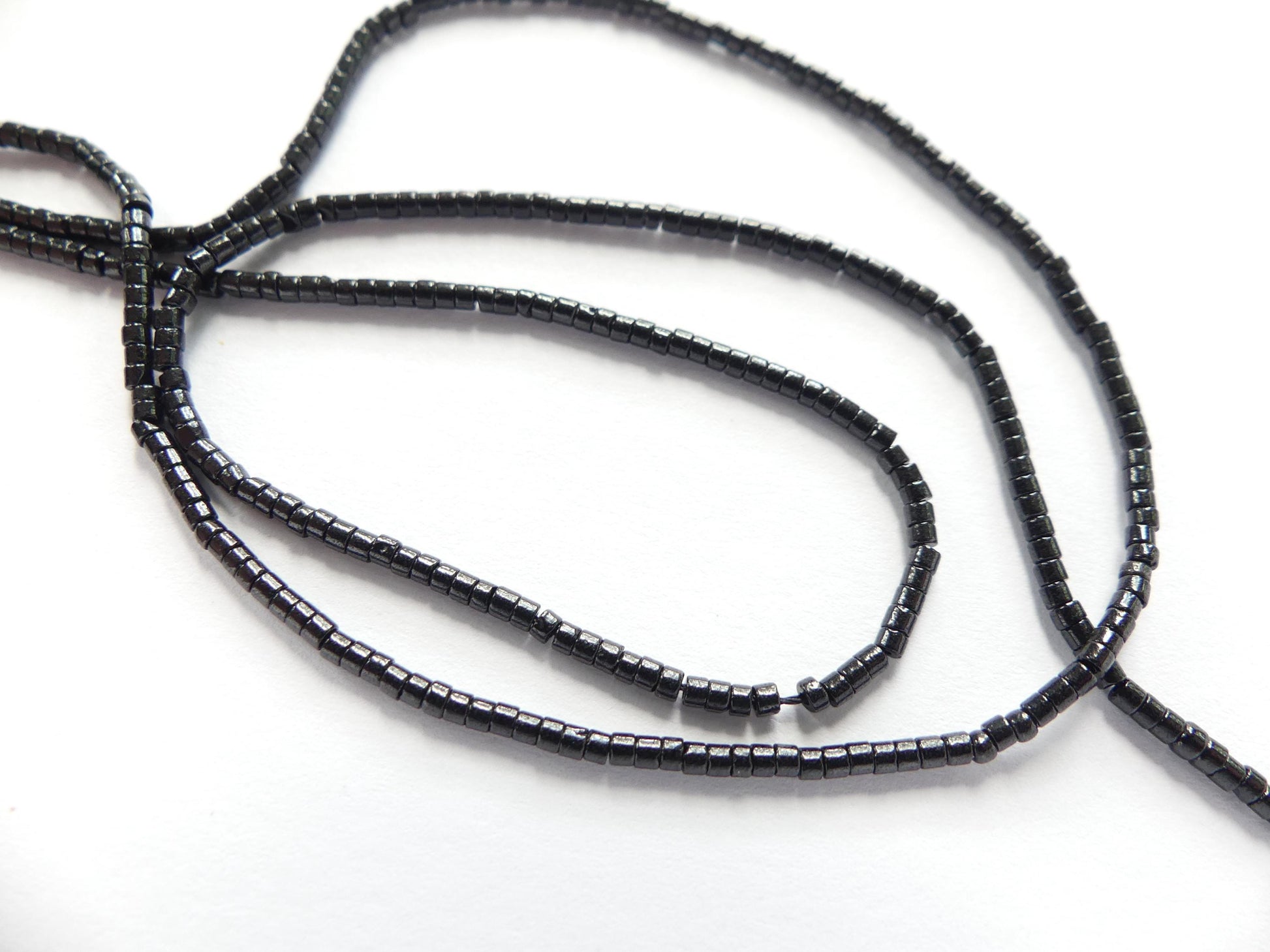 1.5mm Black Spinel Tube Beads Mini Tubes 15" Black Stone Crystal Genuine Gemstone Beads Jewelry Making Beading Craft Gift Beads Seed Beads