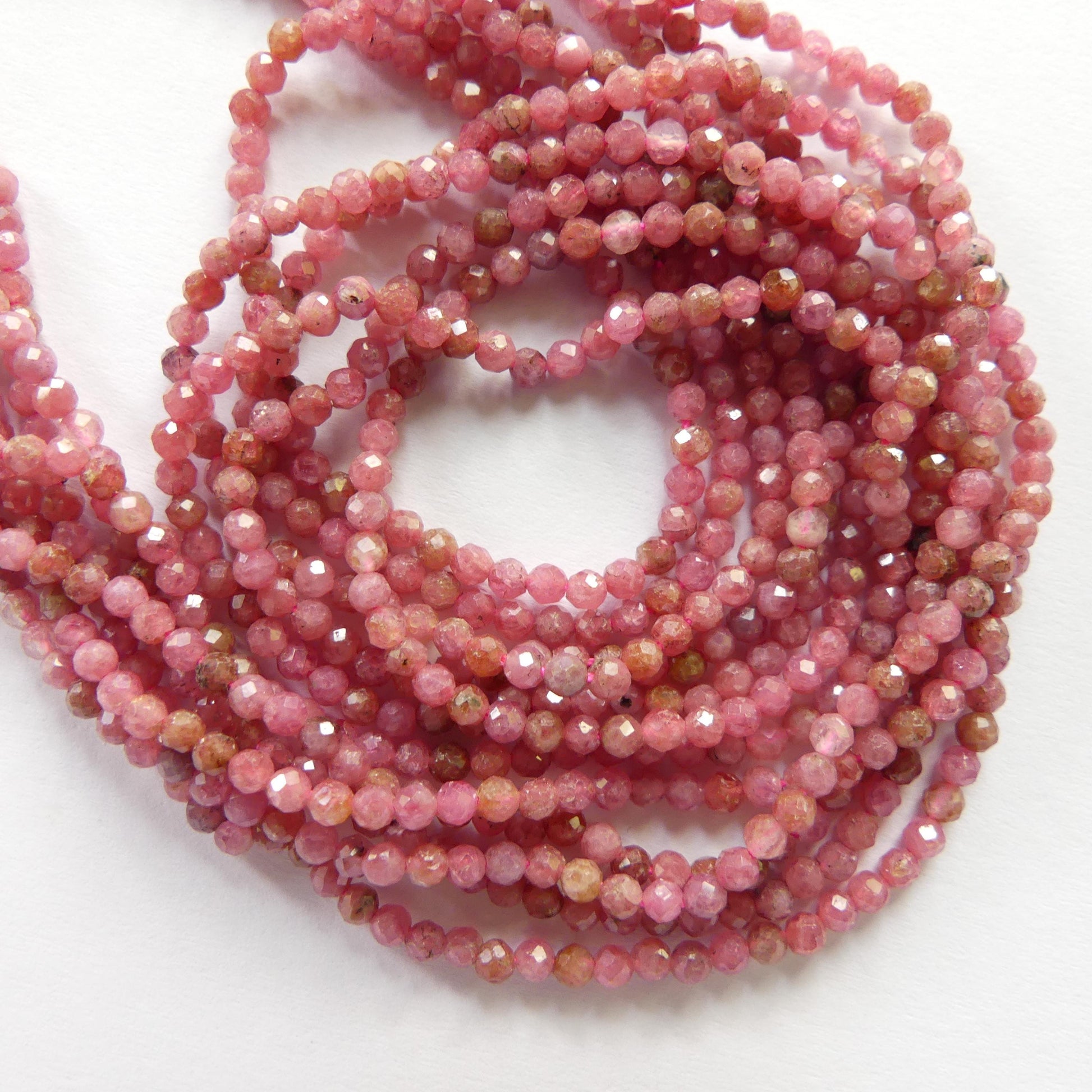 2mm Norwegian Thulite Beads Faceted Genuine Tiny Beads 15" Pink Gemstone Beads for Jewelry Making Beading Craft Gift Seed Beads