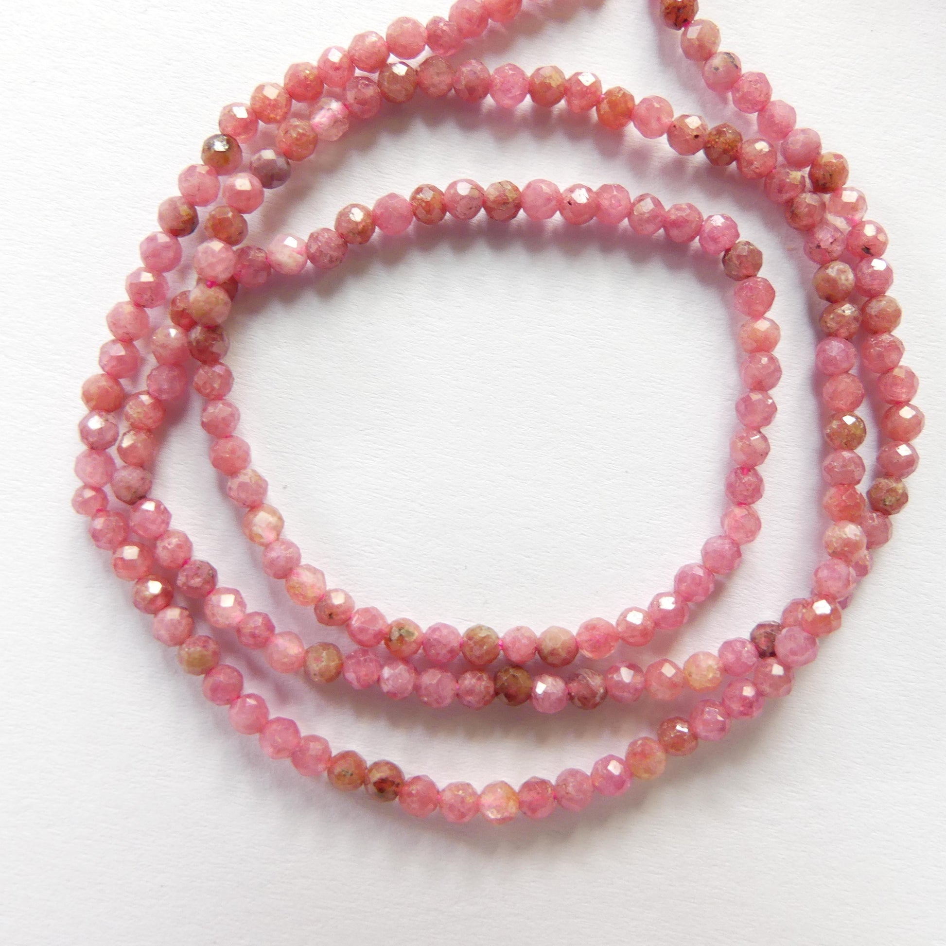 2mm Norwegian Thulite Beads Faceted Genuine Tiny Beads 15" Pink Gemstone Beads for Jewelry Making Beading Craft Gift Seed Beads