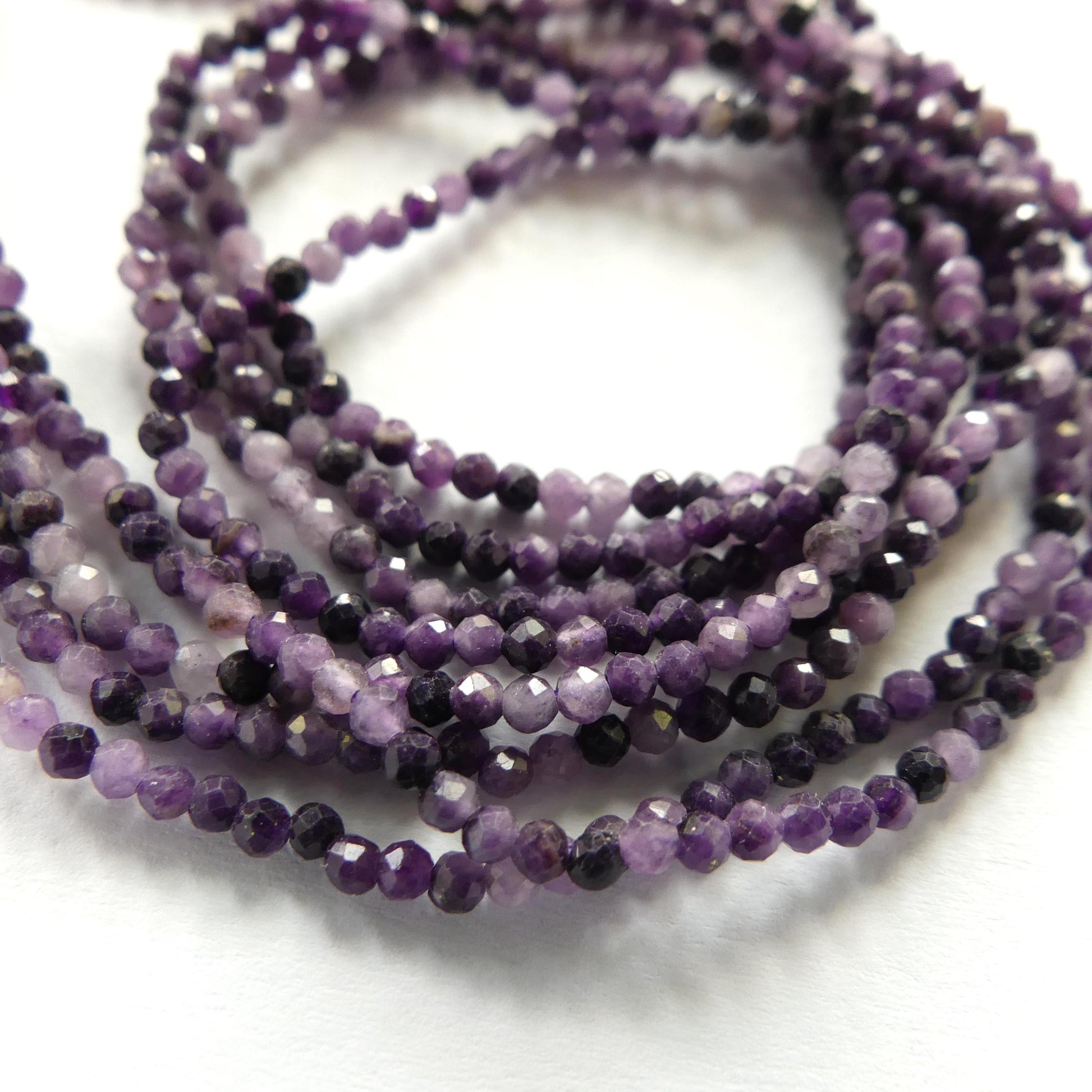2mm Purple Fluorite Micro Faceted Beads 15" Genuine Gemstone Tiny Small Beads for Jewelry Making Beading Craft Gift Seed Beads