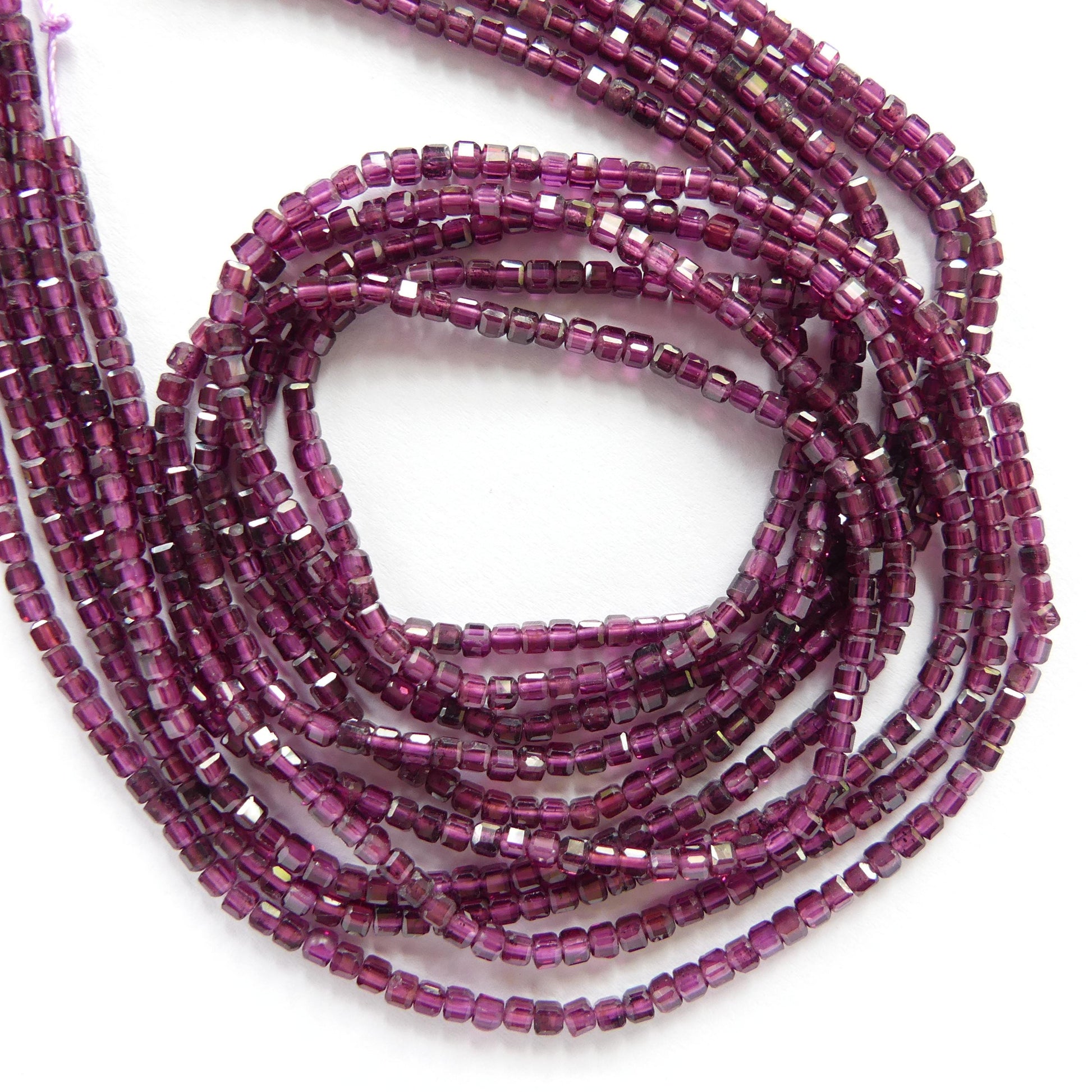 2mm AAA Rhodolite Garnet Beads Cube Faceted Beads 15" Natural Purple Garnet Gemstone Beads Beading Crafter Gift