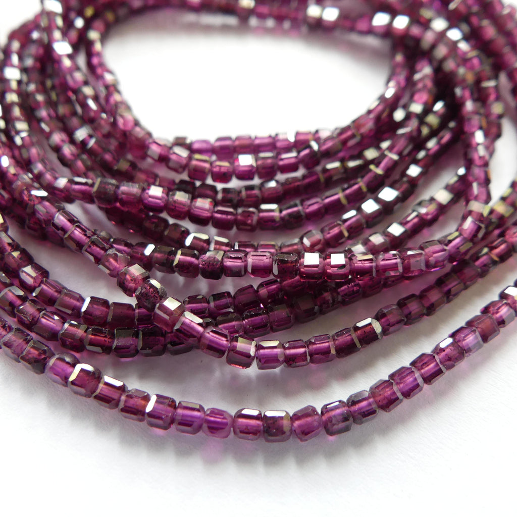 2mm AAA Rhodolite Garnet Beads Cube Faceted Beads 15" Natural Purple Garnet Gemstone Beads Beading Crafter Gift