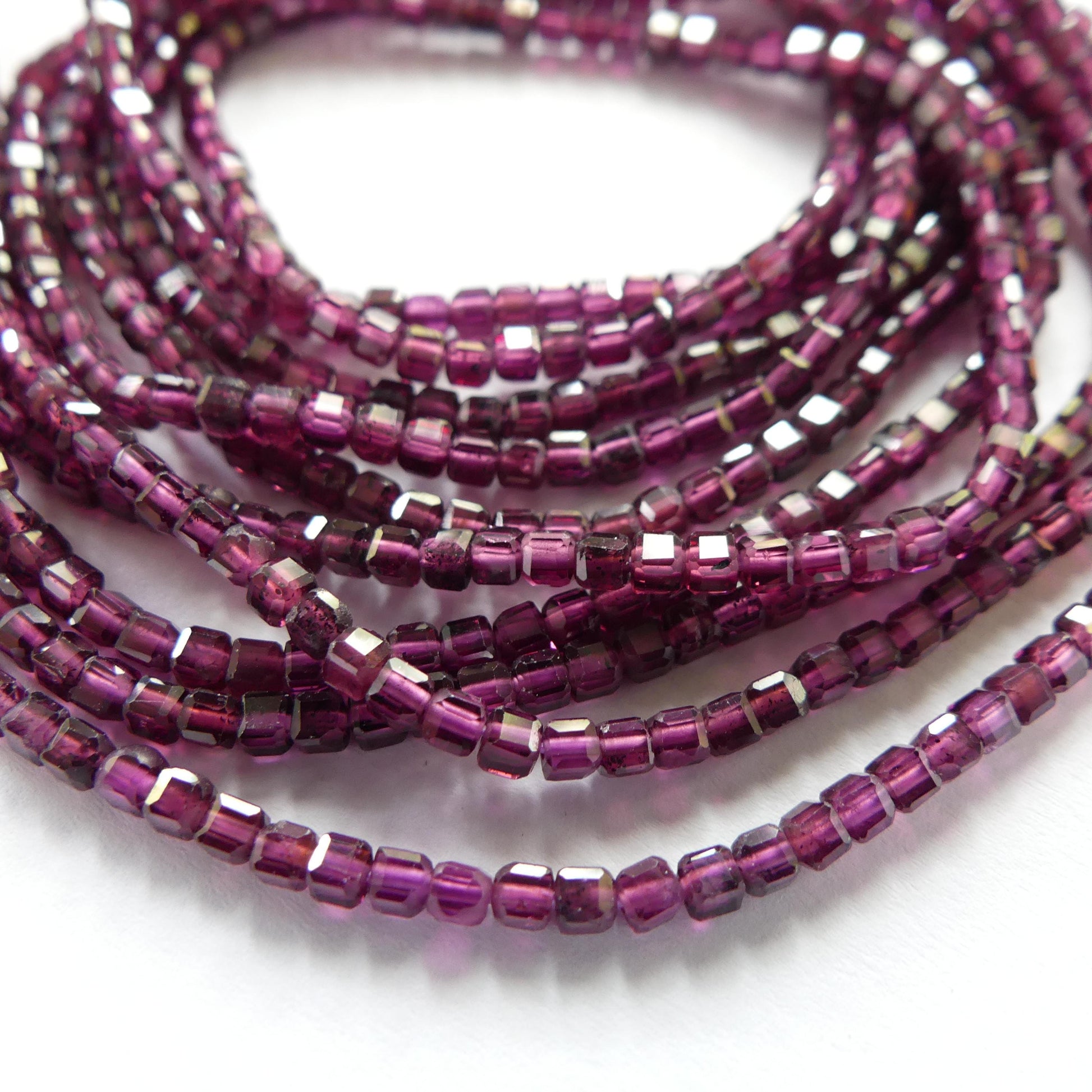 2mm AAA Rhodolite Garnet Beads Cube Faceted Beads 15" Natural Purple Garnet Gemstone Beads Beading Crafter Gift