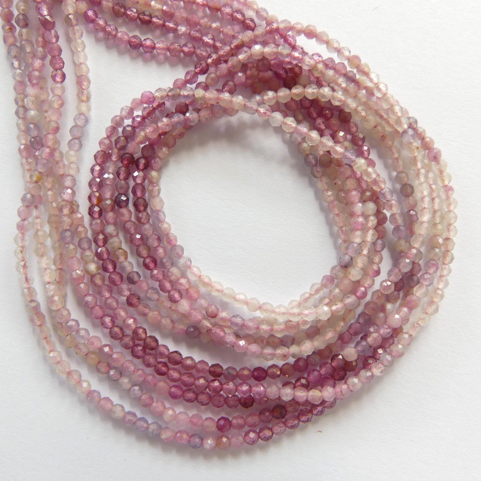 2mm Ombre Pink Tourmaline Micro Faceted Beads 15" Transparent Sparkly Gemstone Beads for Jewelry Making Beading Gift October Birthstone