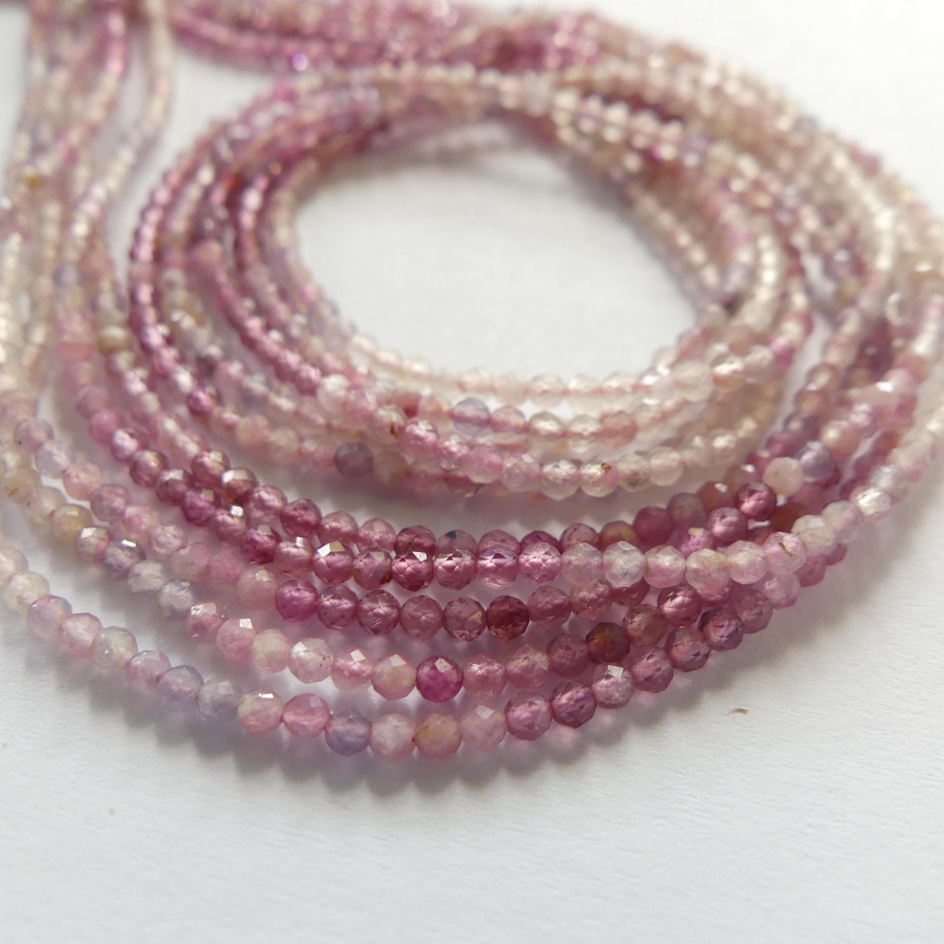 2mm Ombre Pink Tourmaline Micro Faceted Beads 15" Transparent Sparkly Gemstone Beads for Jewelry Making Beading Gift October Birthstone