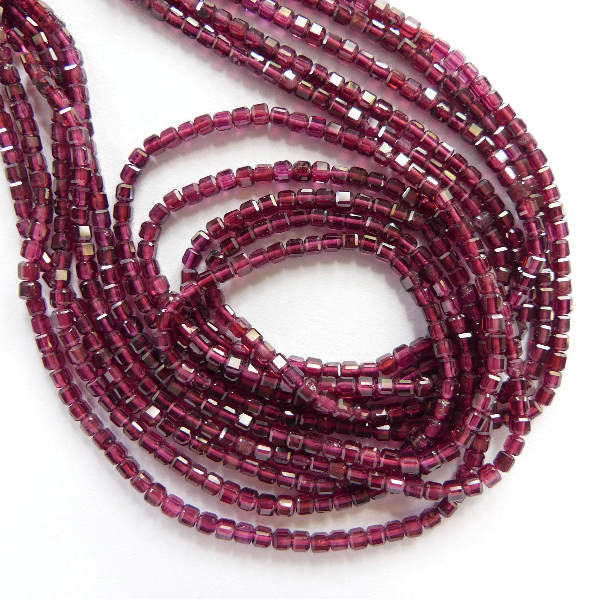 2mm AAA Pyrope Garnet Beads Micro Faceted Cube Beads 15" Natural Garnet Gemstone Beads Beading Crafter Gift January Birthstone