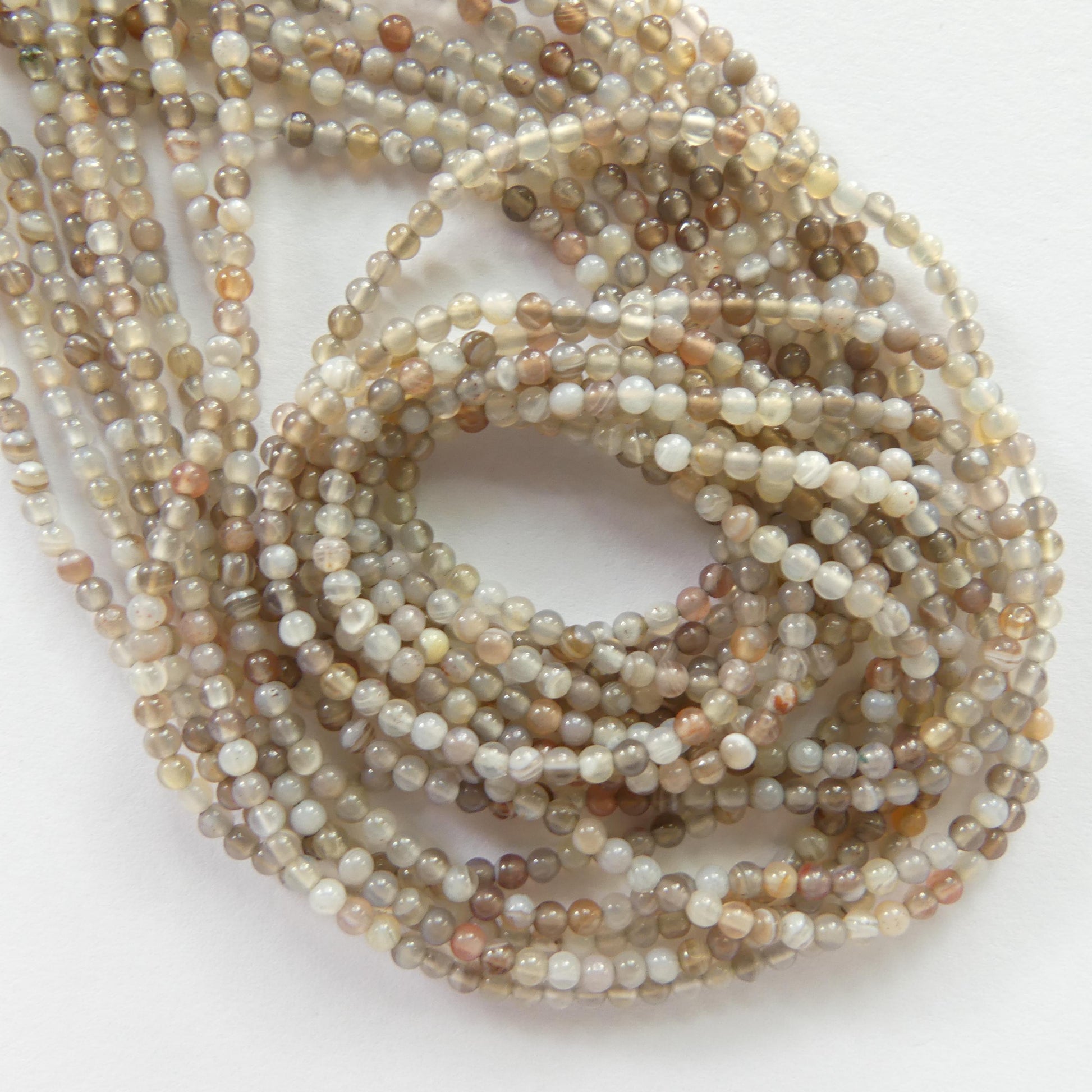 2mm Botswana Agate Smooth Beads Genuine Tiny Agate Beads 15" Gemstone Beads for Jewelry Making Beading Gift for crafter