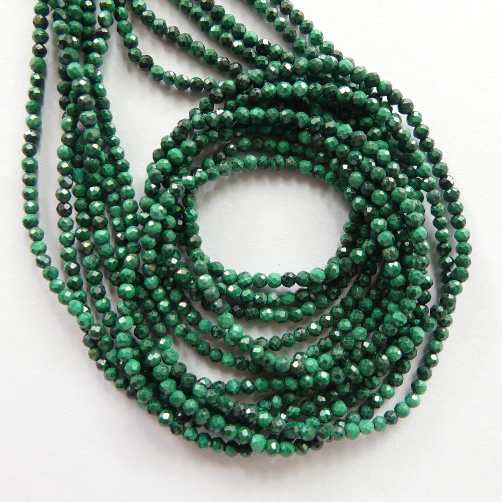 2mm Malachite Beads Faceted 15" Vivid Green Malachite Gemstone Beads for Jewelry Making Beading Gift Crafter