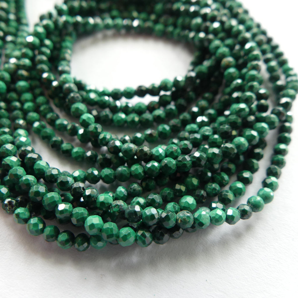 2mm Malachite Beads Faceted 15" Vivid Green Malachite Gemstone Beads for Jewelry Making Beading Gift Crafter