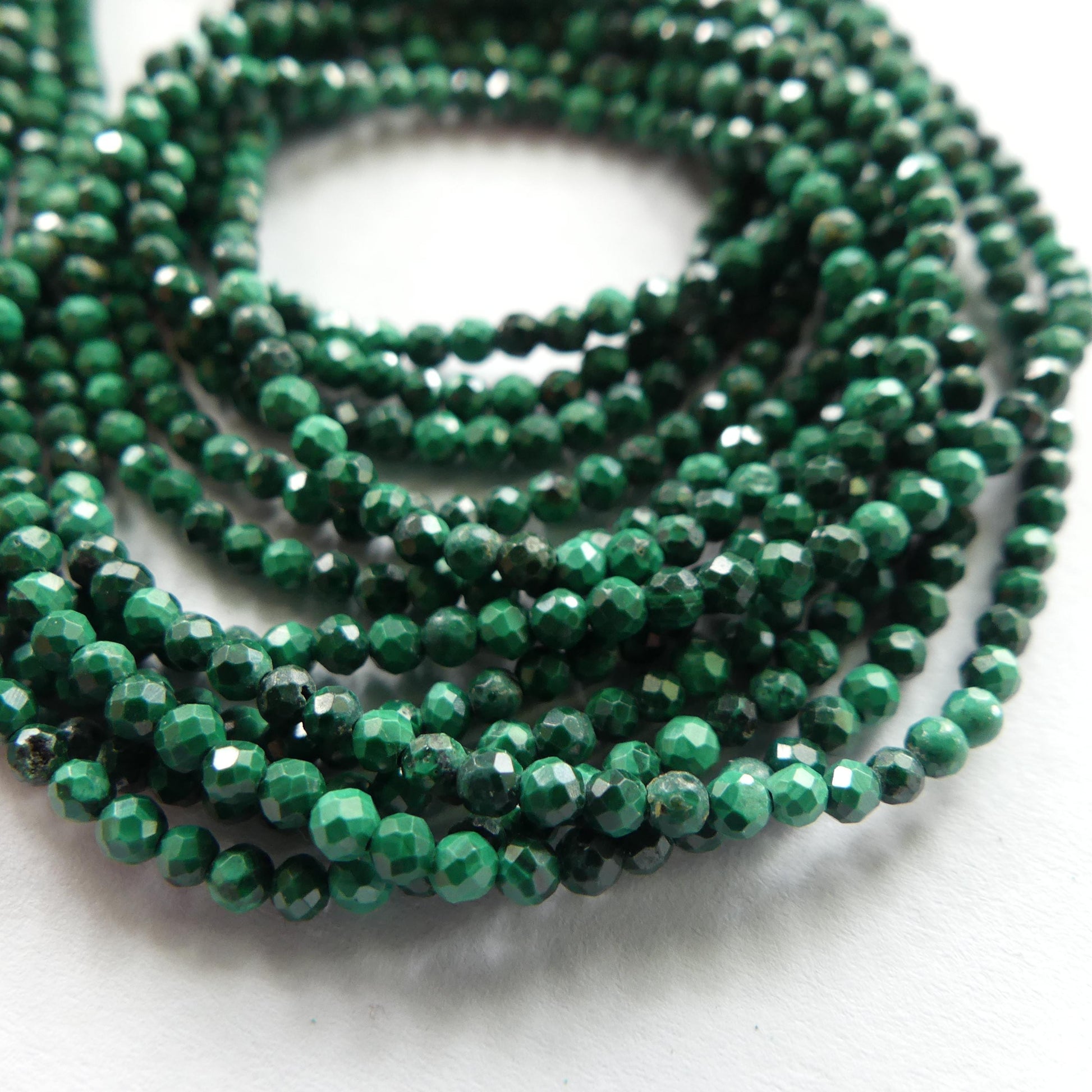 2mm Malachite Beads Faceted 15" Vivid Green Malachite Gemstone Beads for Jewelry Making Beading Gift Crafter
