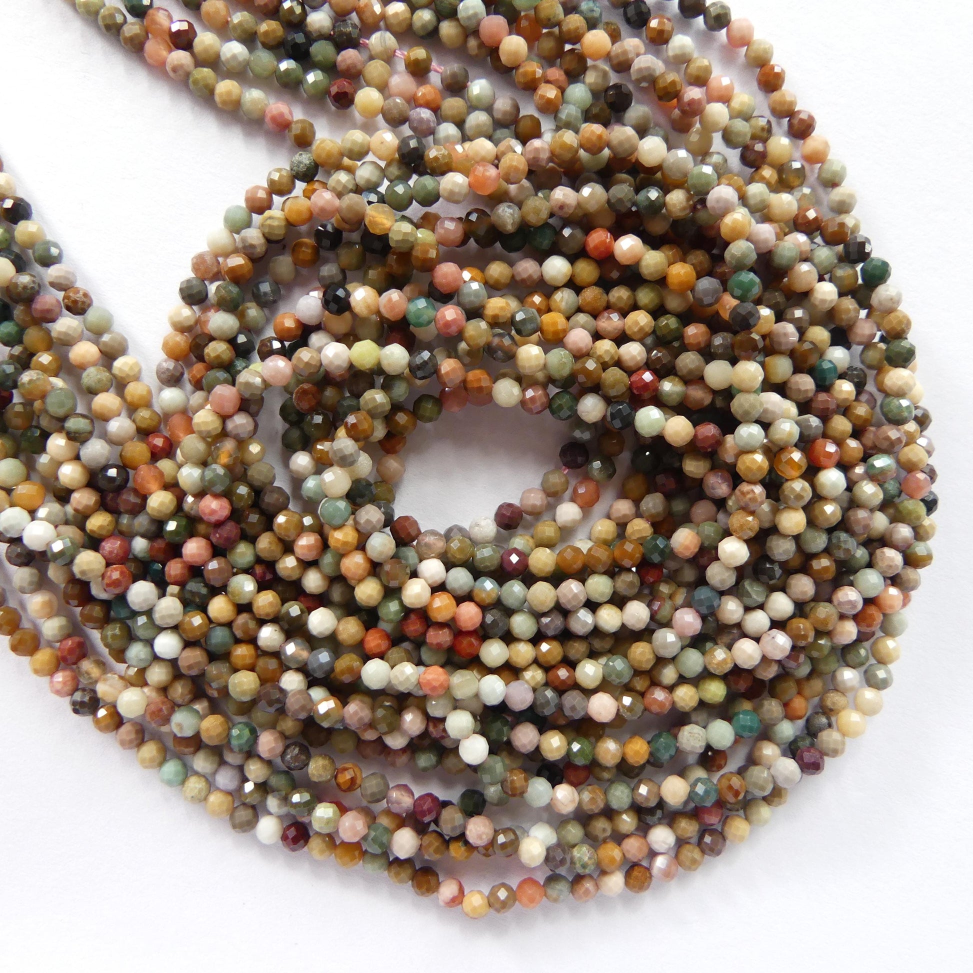 2.5mm Ocean Jasper Faceted Beads Genuine Small Tiny Fancy Jasper Beads 15" Gemstone Beads for Jewelry Making Beading Gift Crafter
